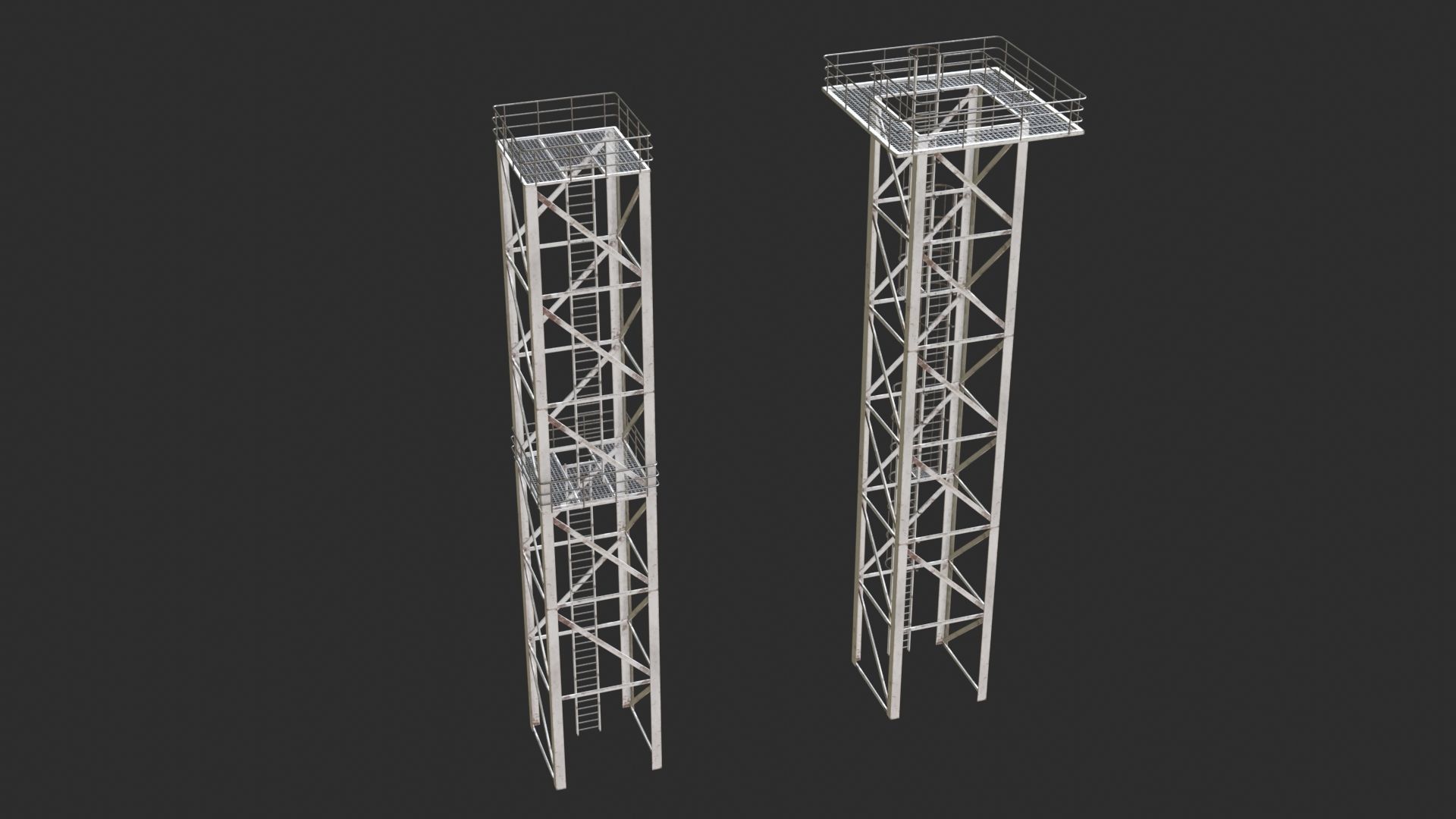 Tower Crane Modular - White Low-poly 3D model_9