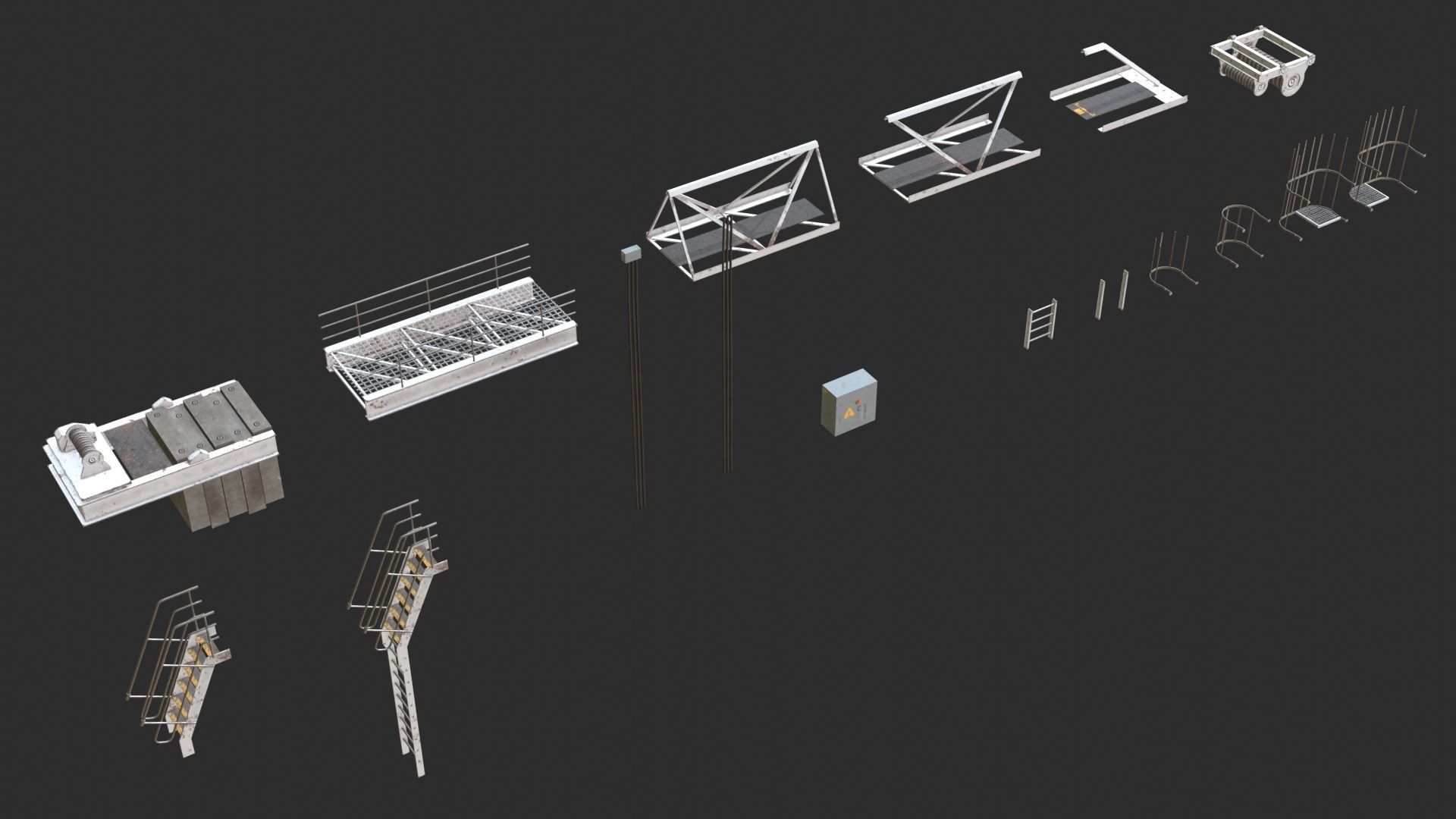 Tower Crane Modular - White Low-poly 3D model_5