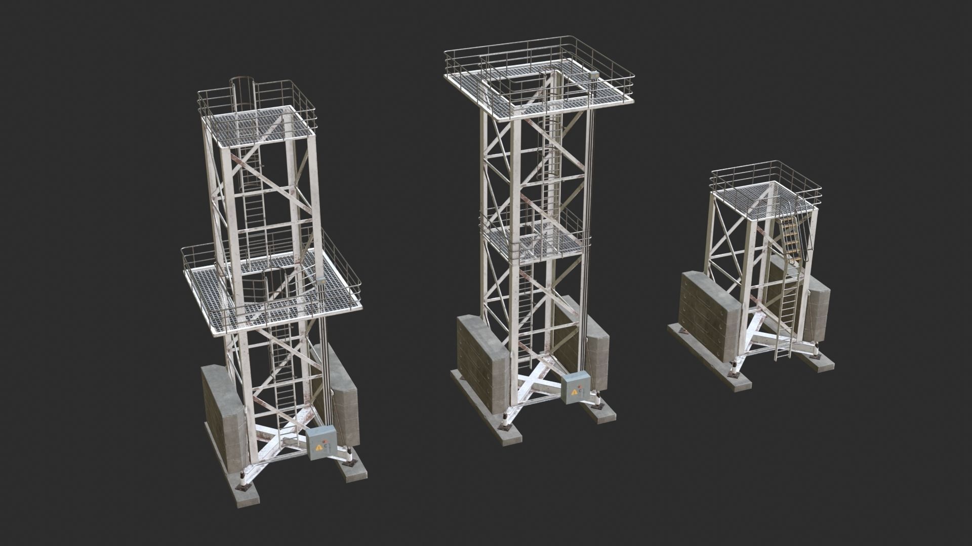Tower Crane Modular - White Low-poly 3D model_10