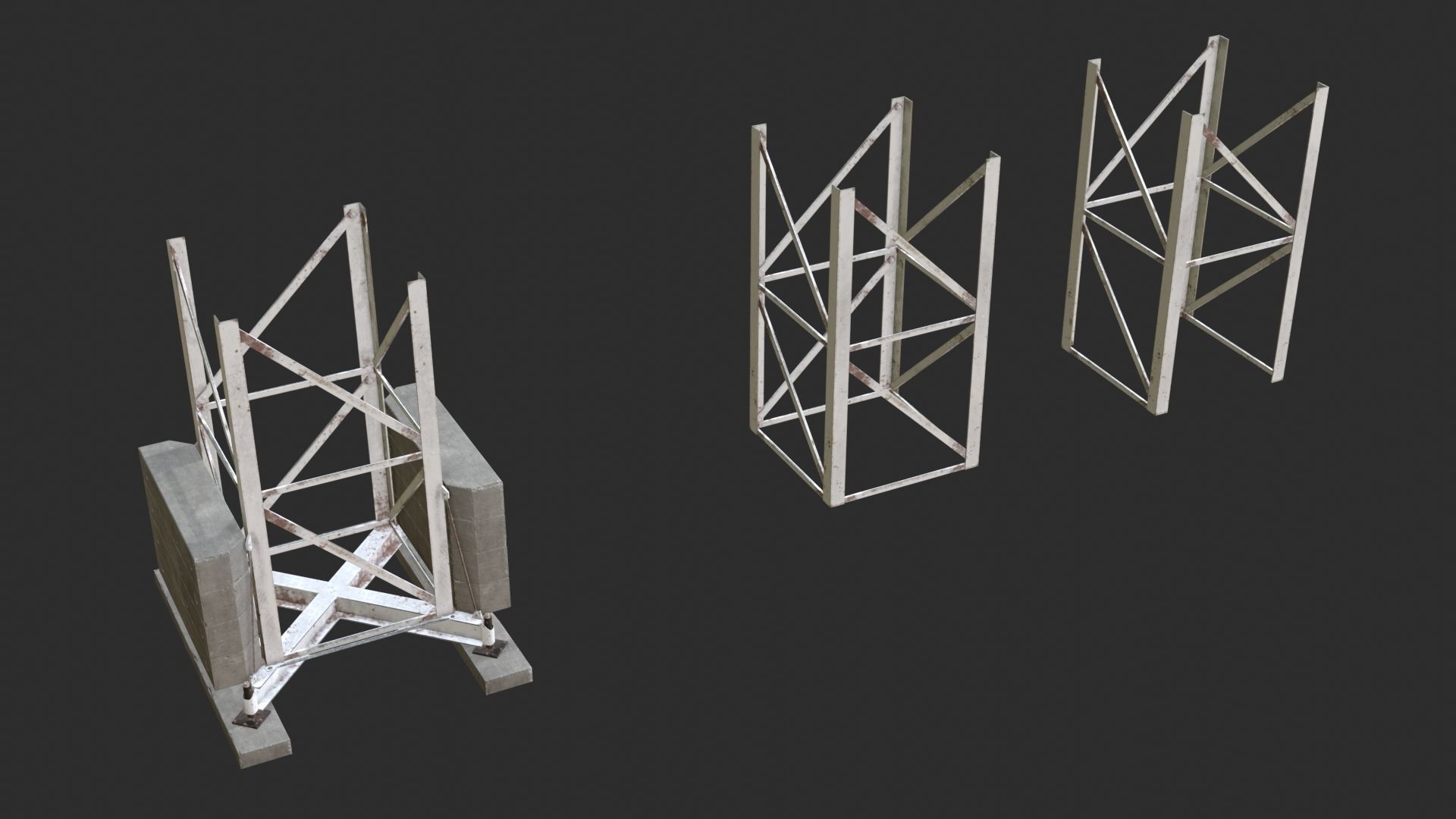 Tower Crane Modular - White Low-poly 3D model_3