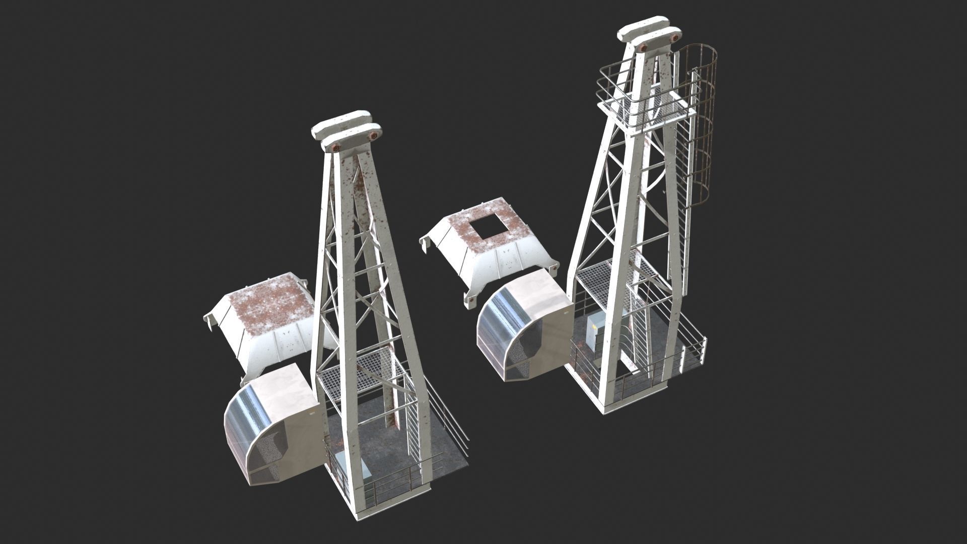 Tower Crane Modular - White Low-poly 3D model_4