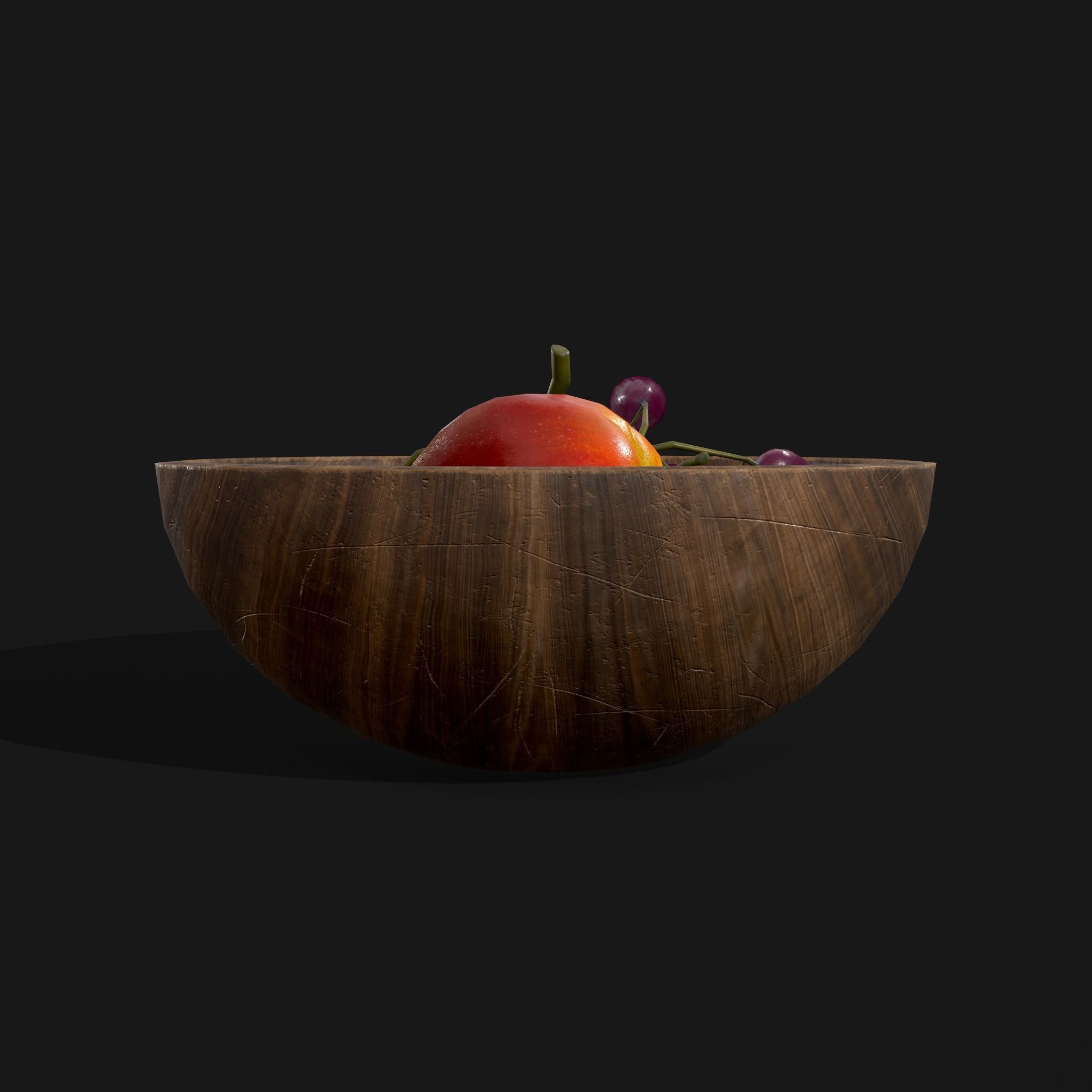 Apple and Grapes Bowl Low-poly 3D model_25