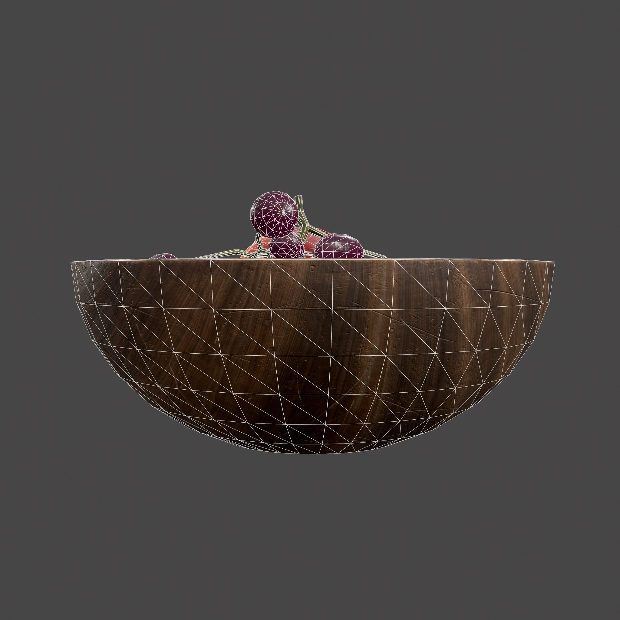Apple and Grapes Bowl Low-poly 3D model_34