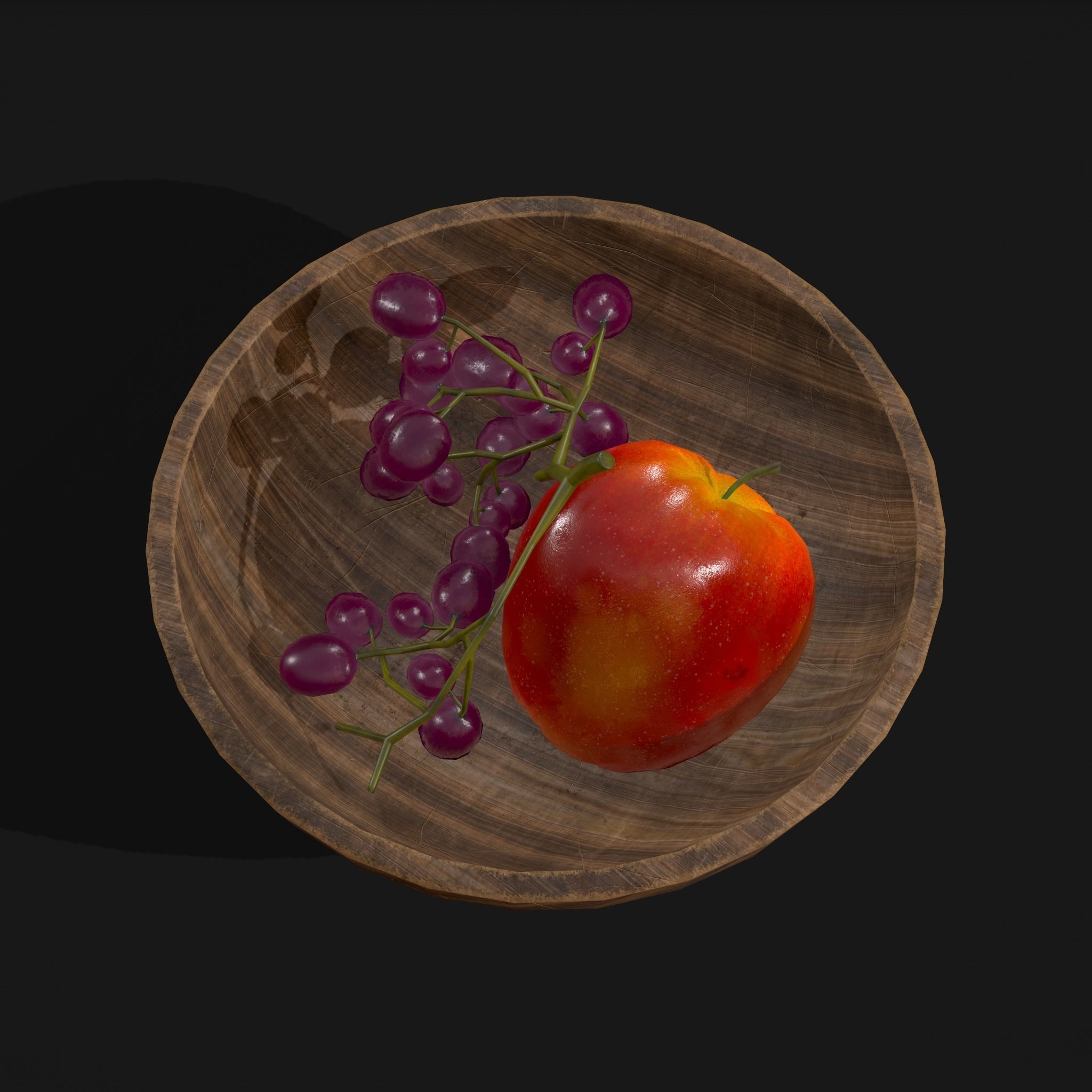 Apple and Grapes Bowl Low-poly 3D model_20