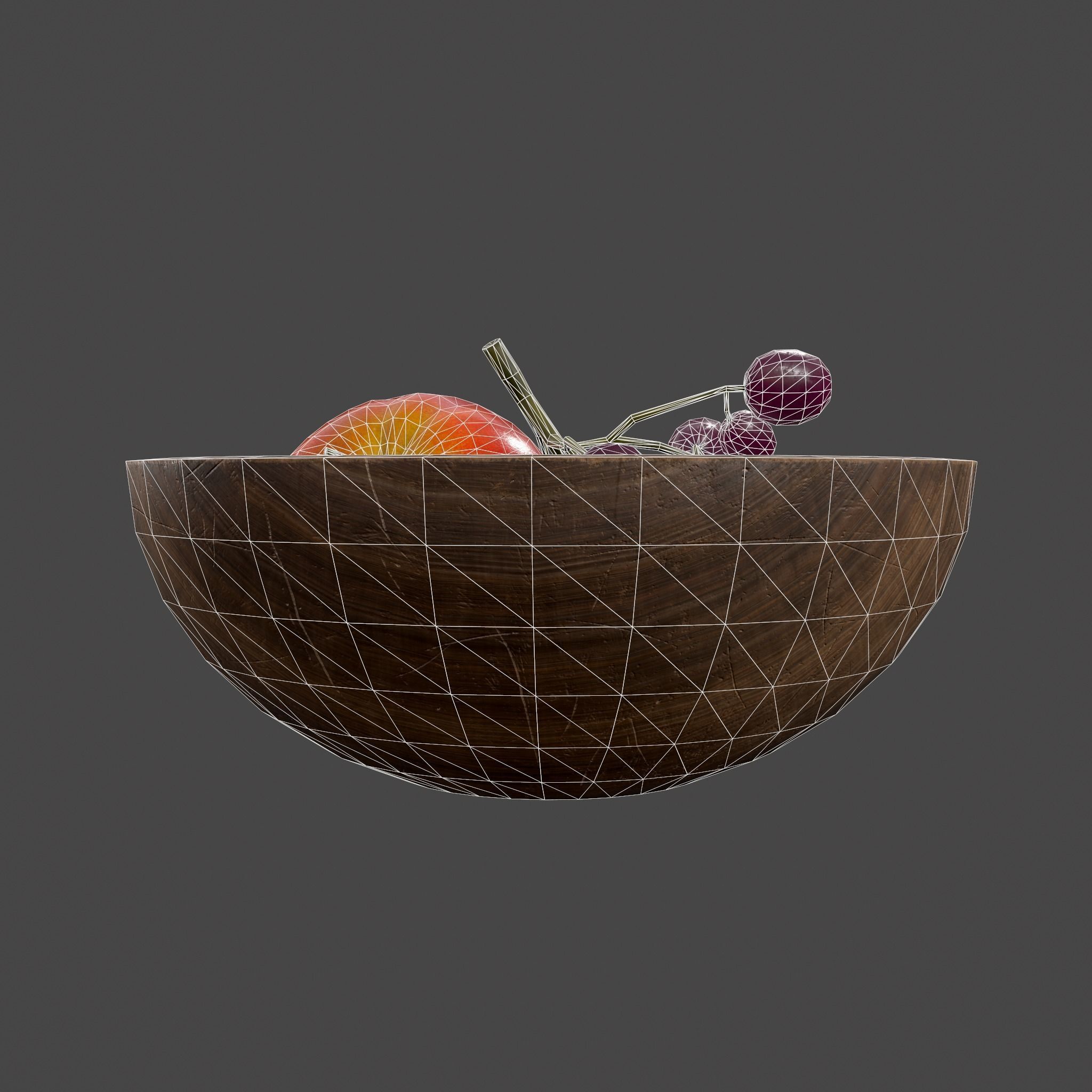Apple and Grapes Bowl Low-poly 3D model_43