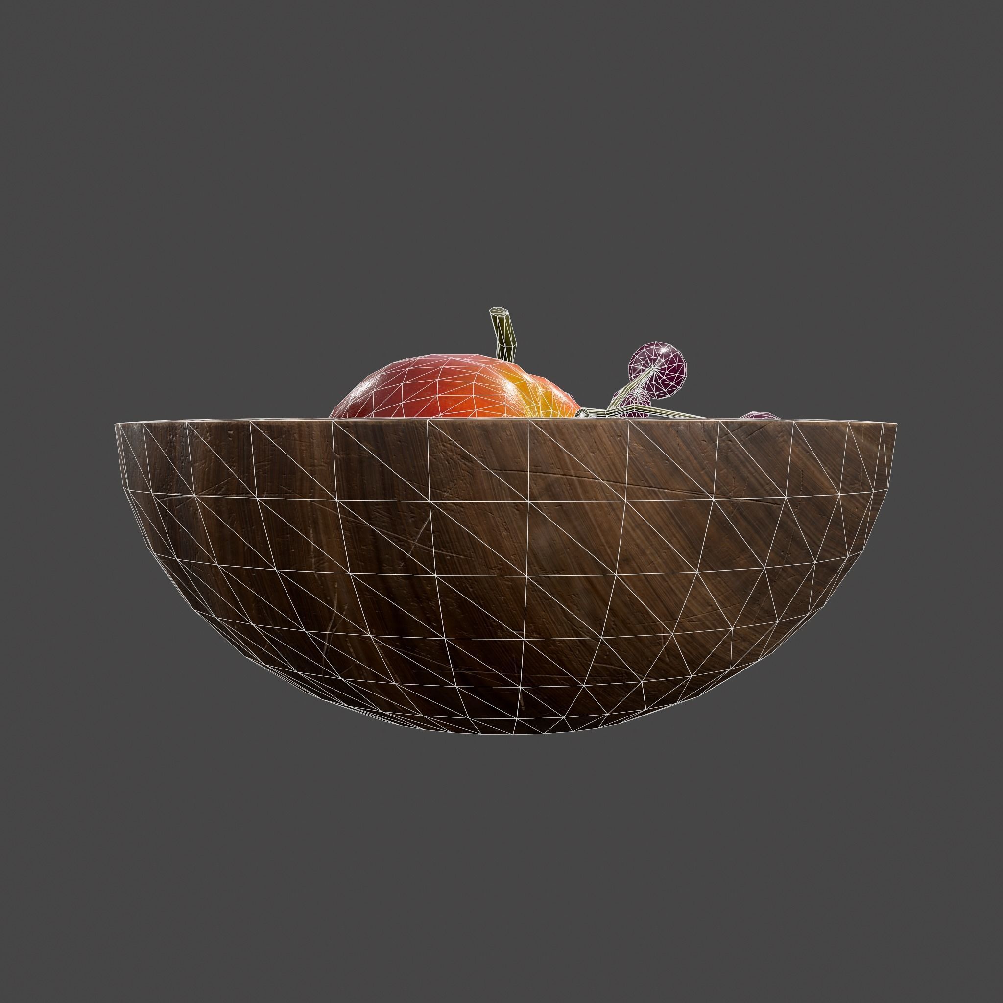 Apple and Grapes Bowl Low-poly 3D model_36