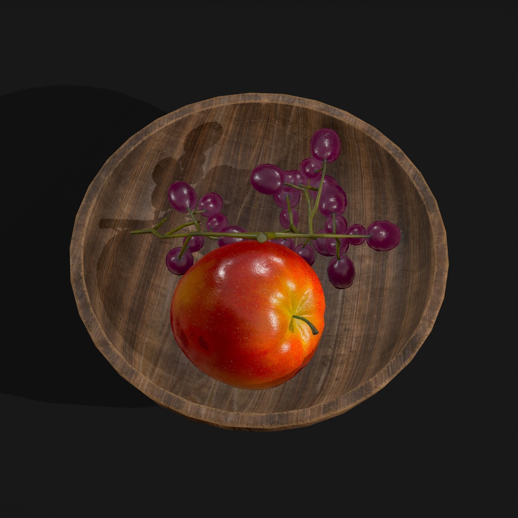 Apple and Grapes Bowl Low-poly 3D model_19