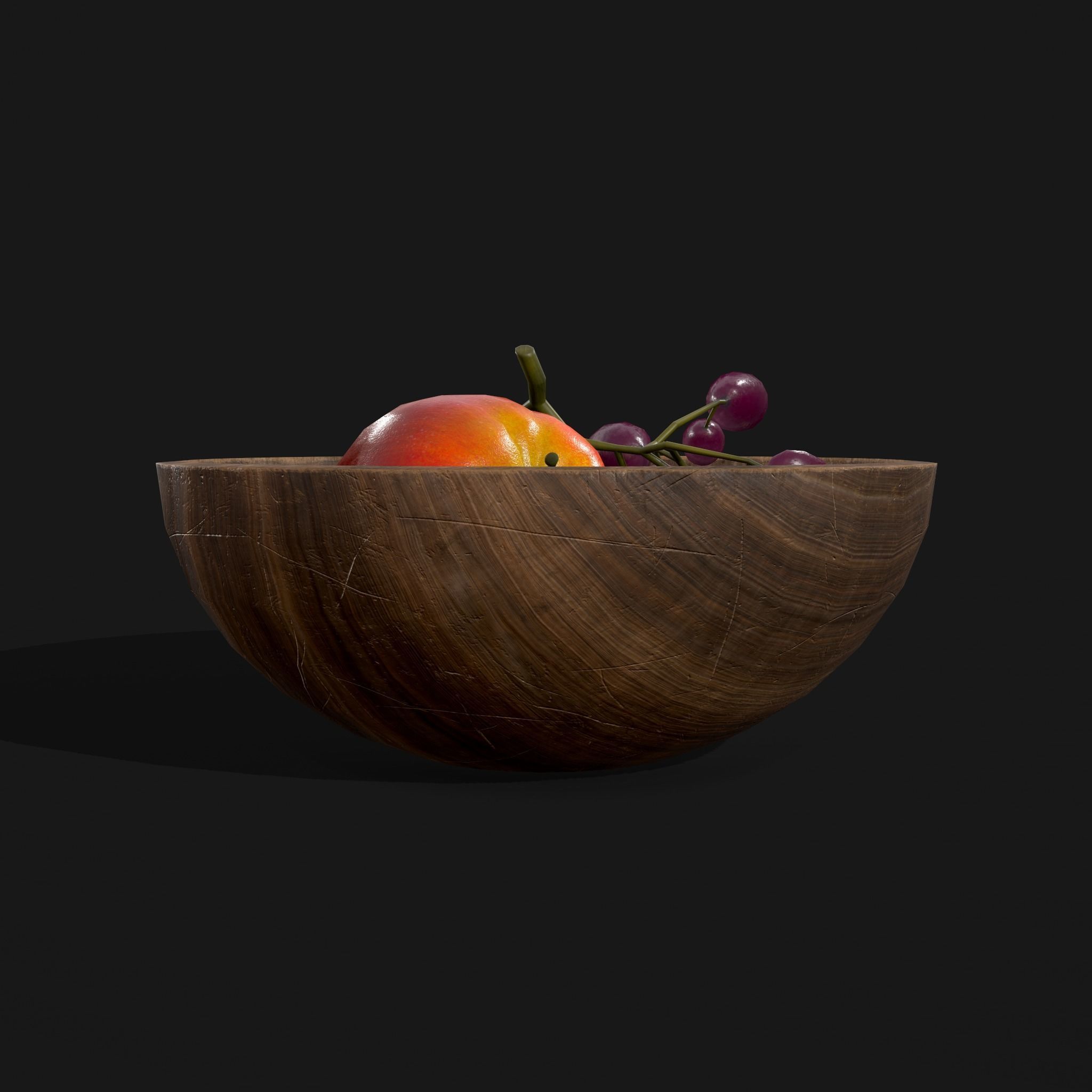 Apple and Grapes Bowl Low-poly 3D model_12