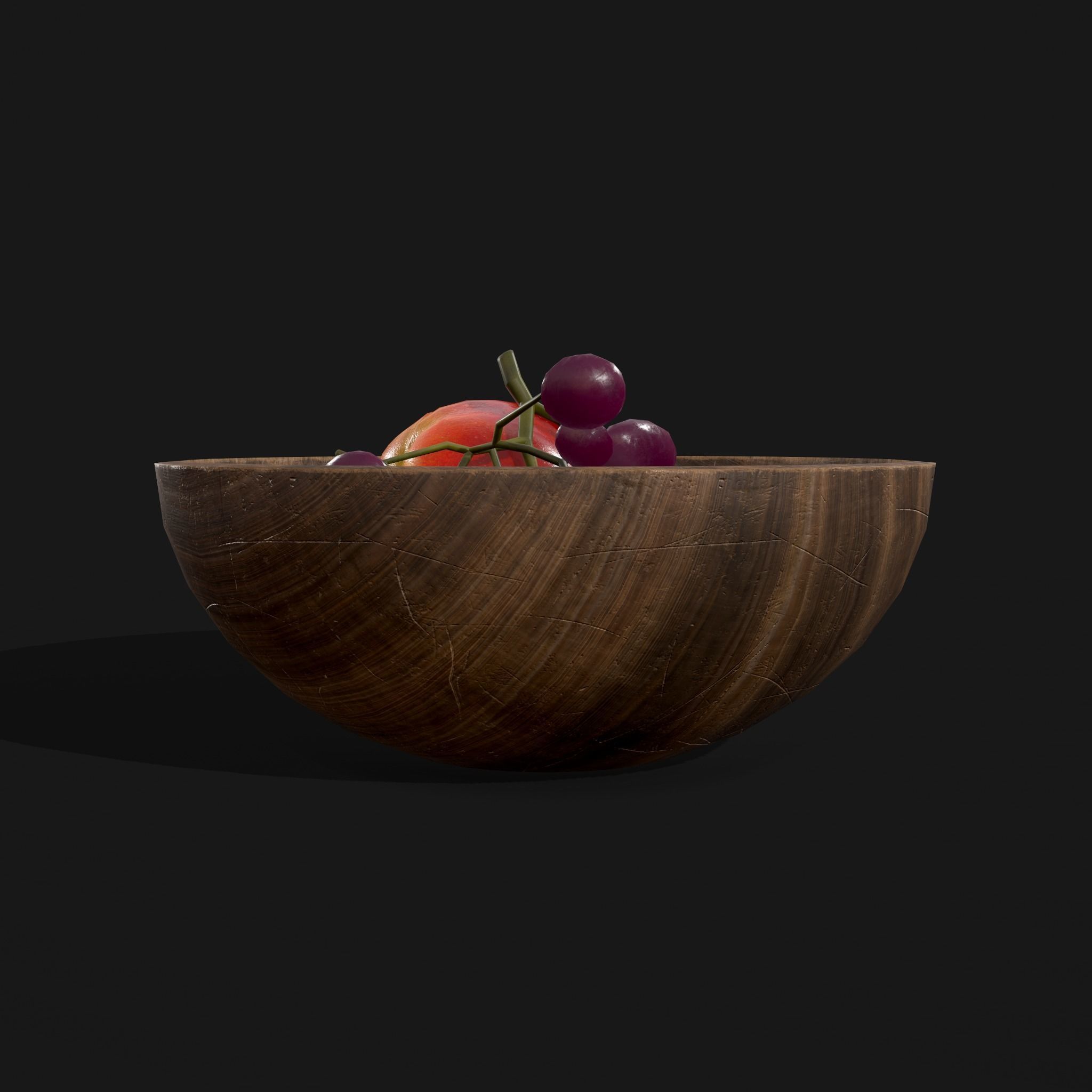 Apple and Grapes Bowl Low-poly 3D model_14
