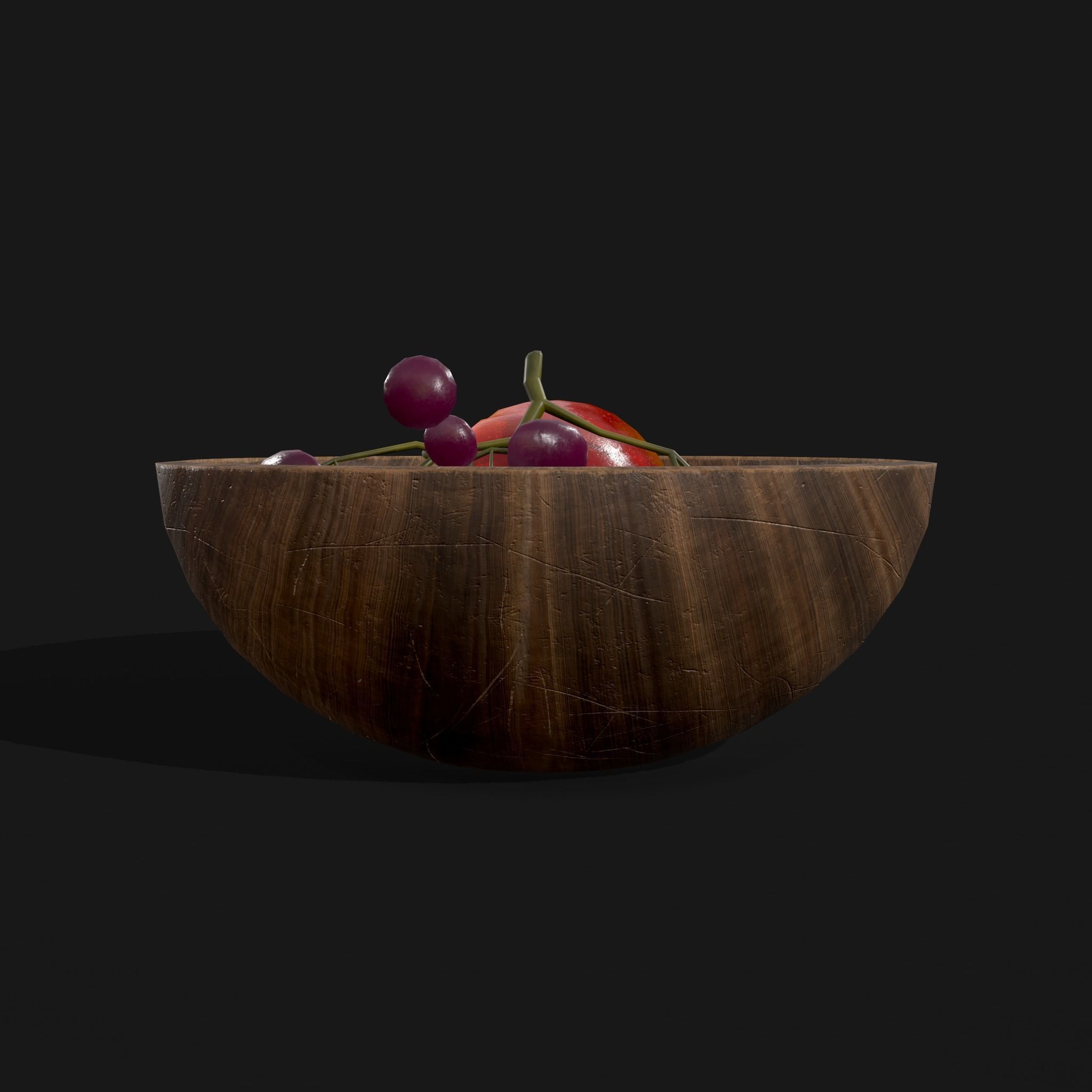 Apple and Grapes Bowl Low-poly 3D model_13
