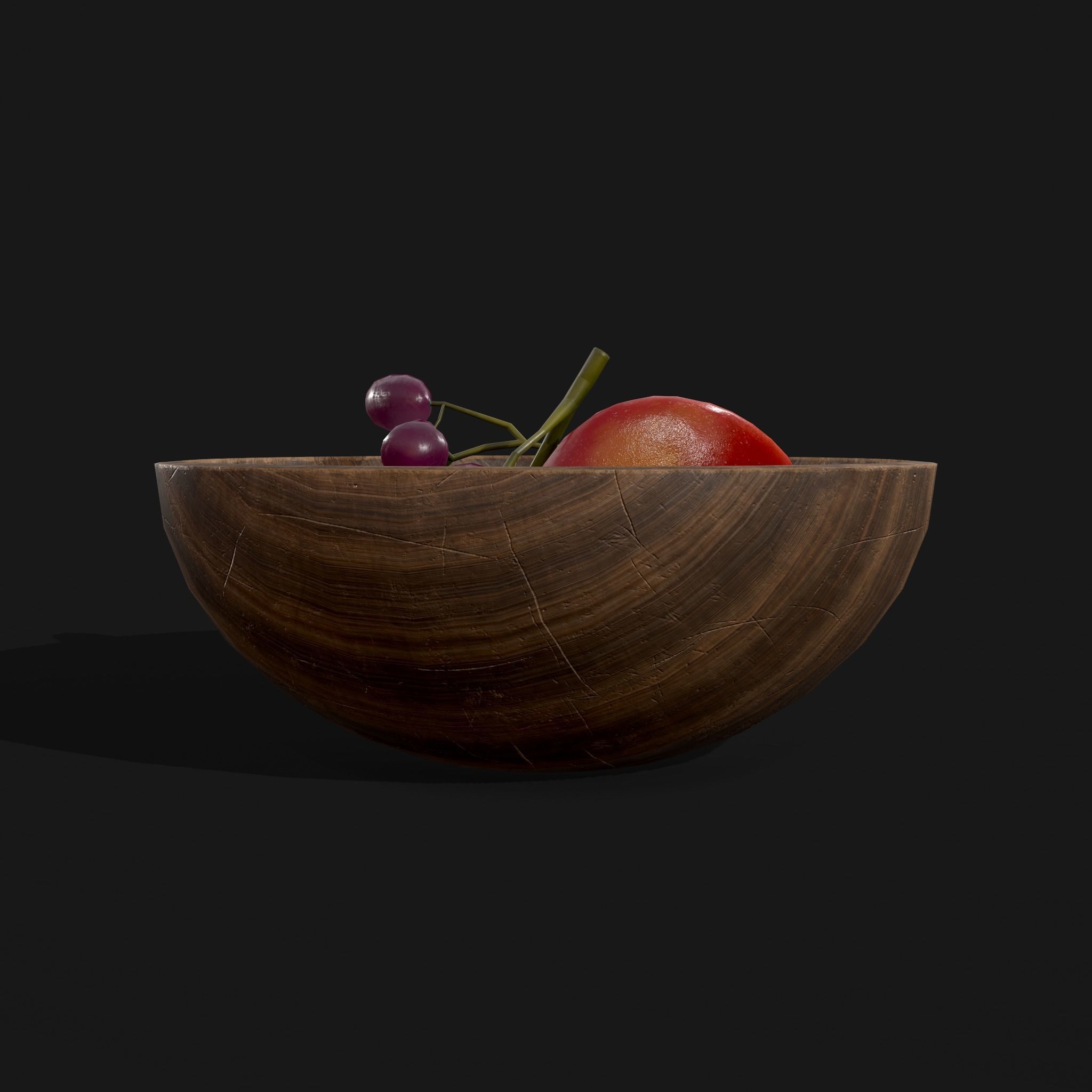 Apple and Grapes Bowl Low-poly 3D model_22