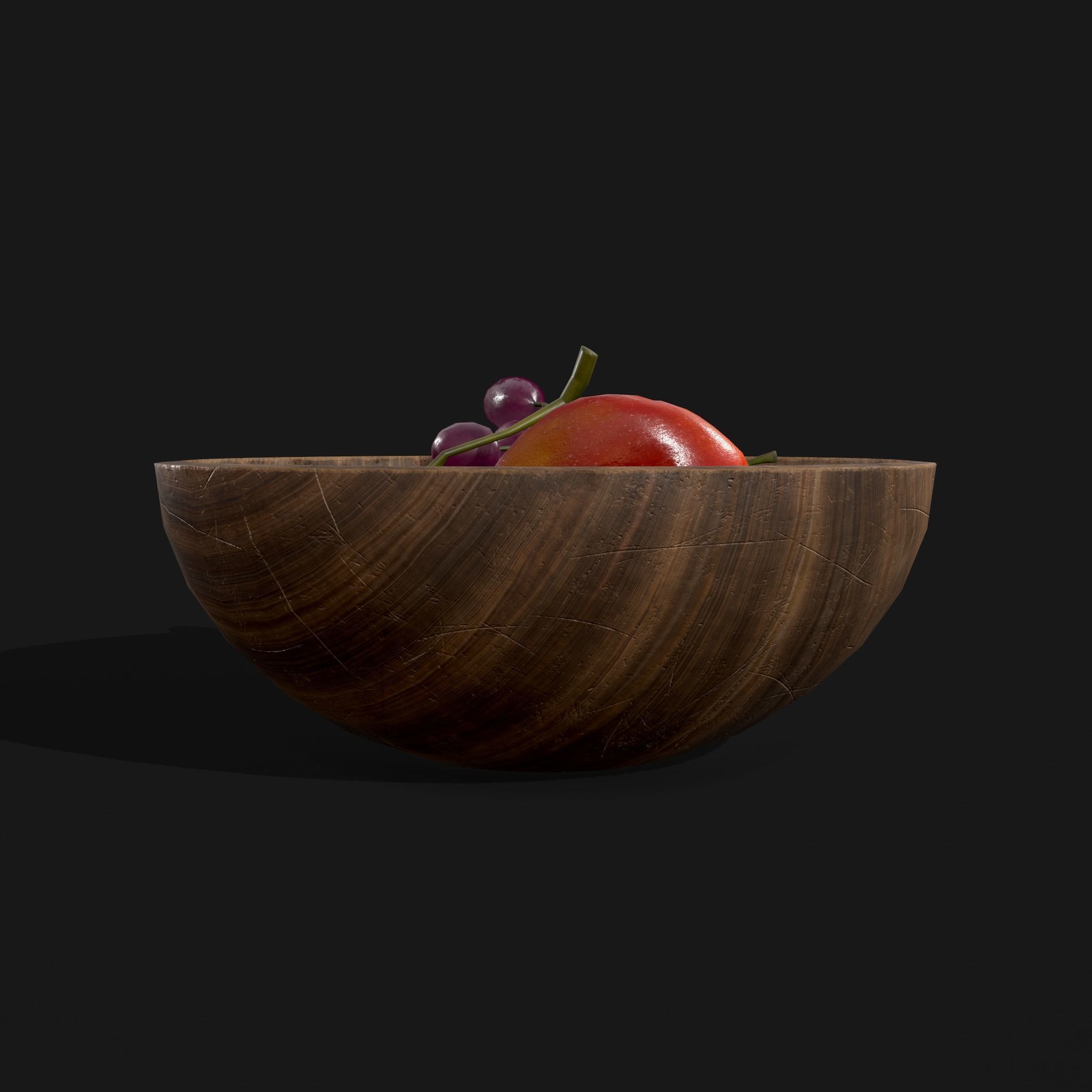 Apple and Grapes Bowl Low-poly 3D model_23