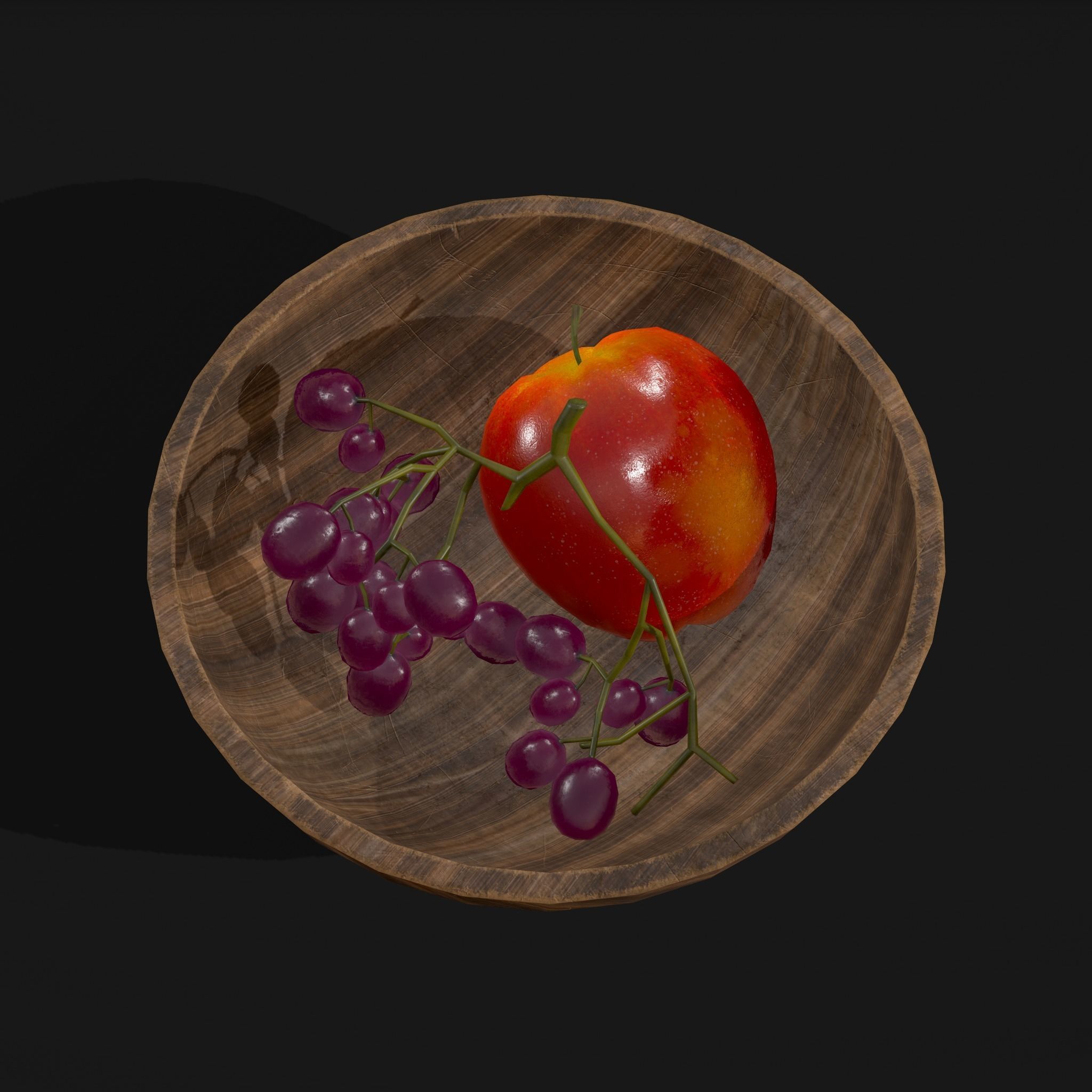 Apple and Grapes Bowl Low-poly 3D model_18
