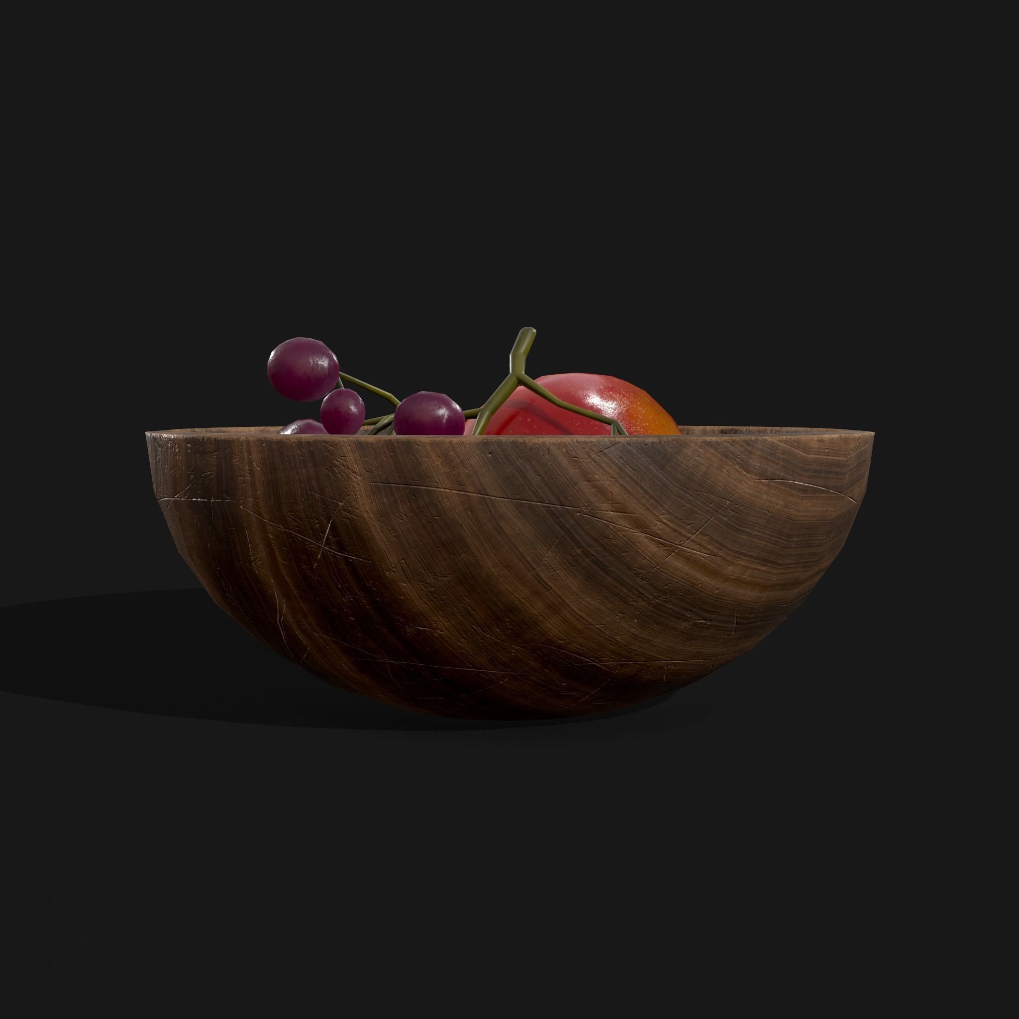 Apple and Grapes Bowl Low-poly 3D model_21