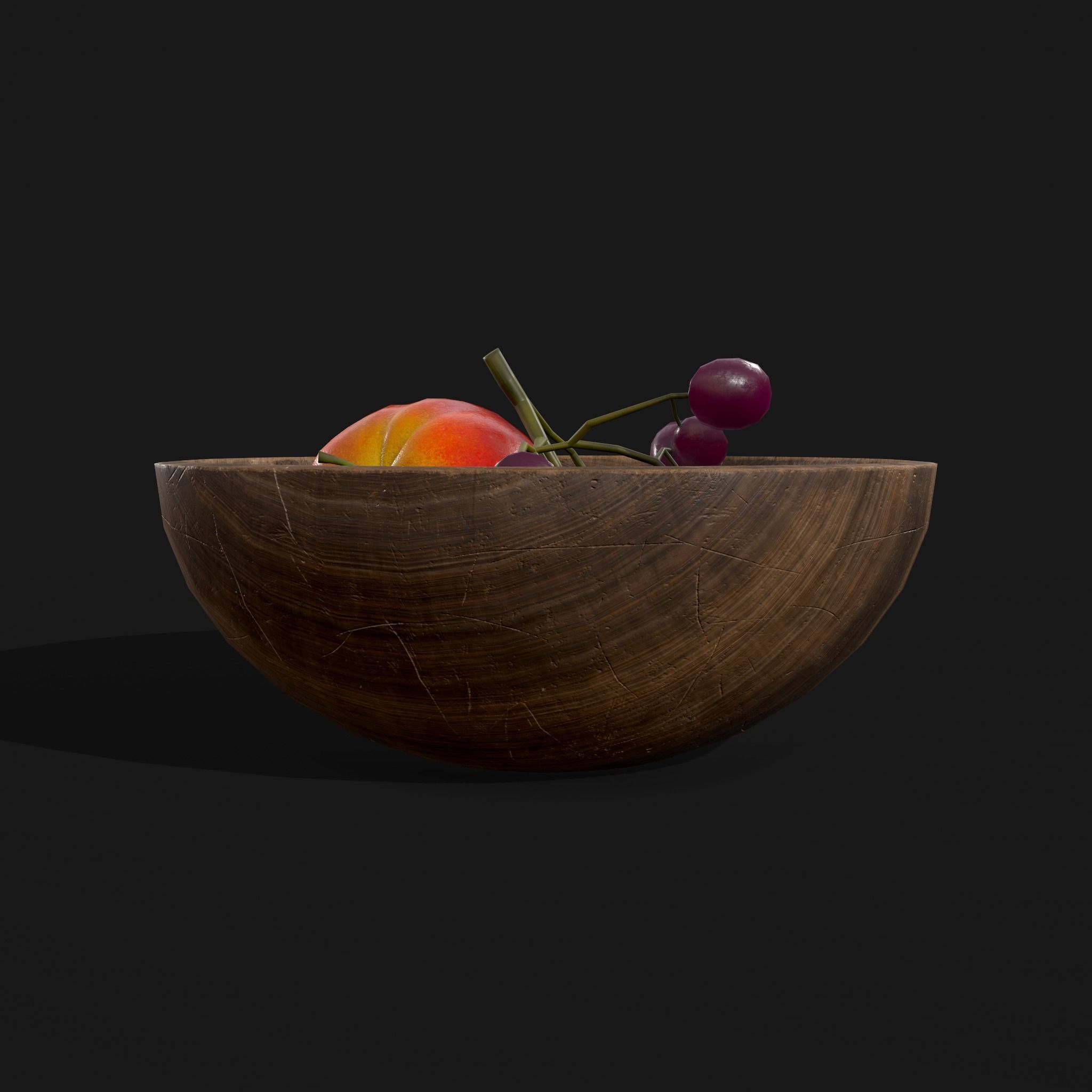 Apple and Grapes Bowl Low-poly 3D model_15