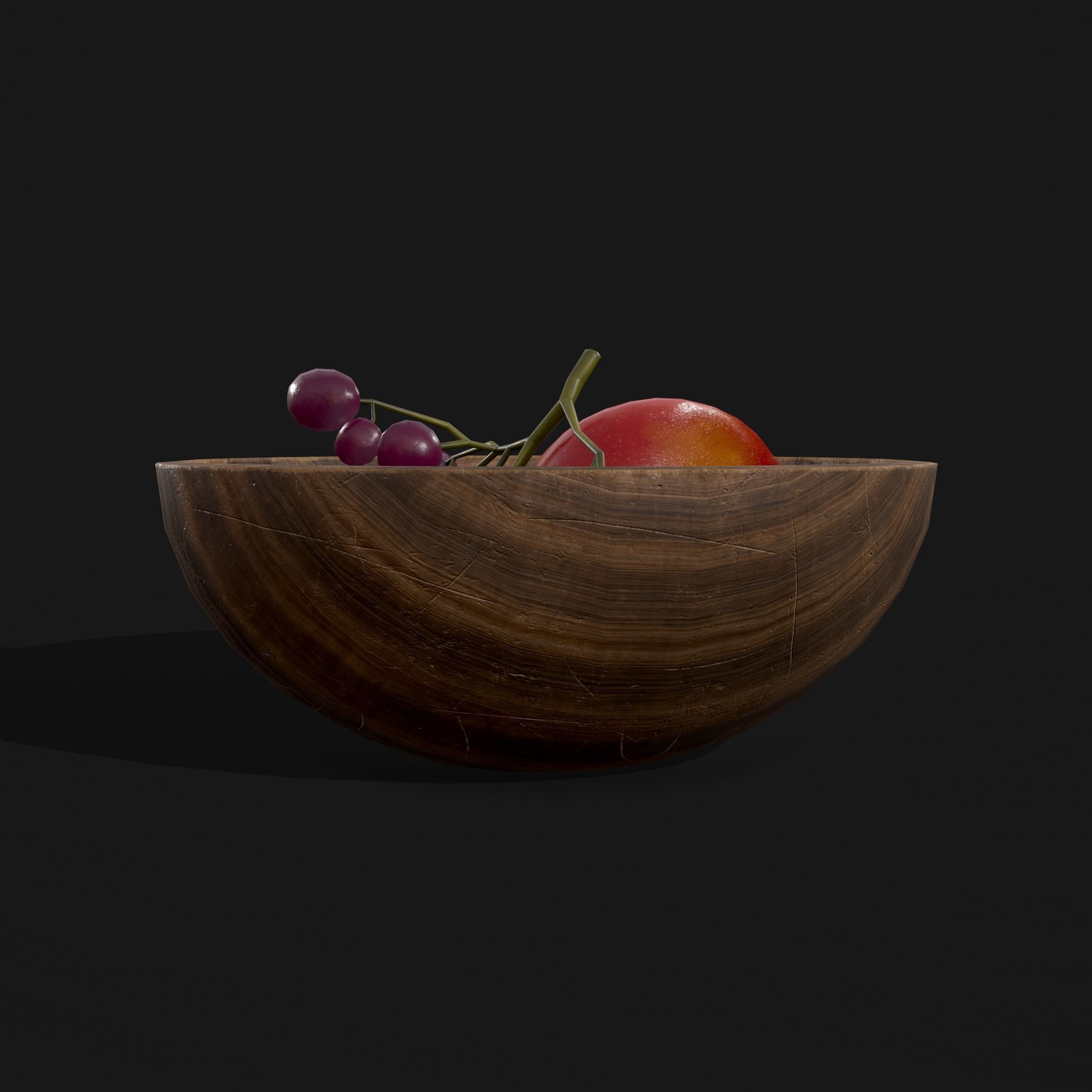 Apple and Grapes Bowl Low-poly 3D model_24