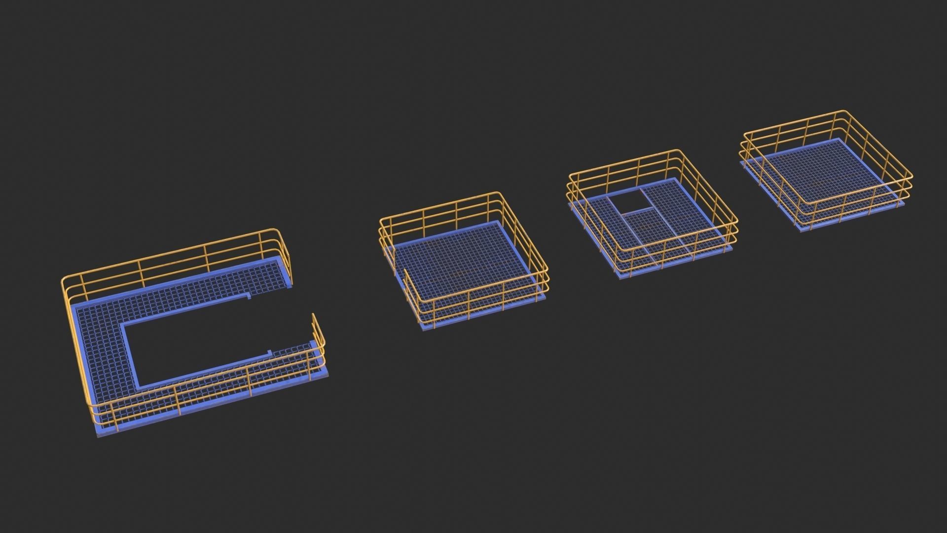 Tower Crane Modular - Blue Low-poly 3D model_6