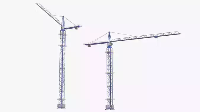 Tower Crane Modular - Blue Low-poly 3D model