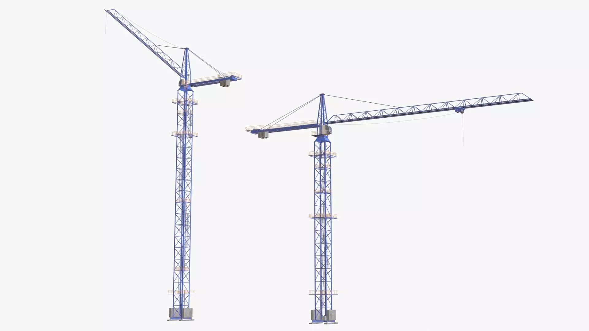Tower Crane Modular - Blue Low-poly 3D model_0