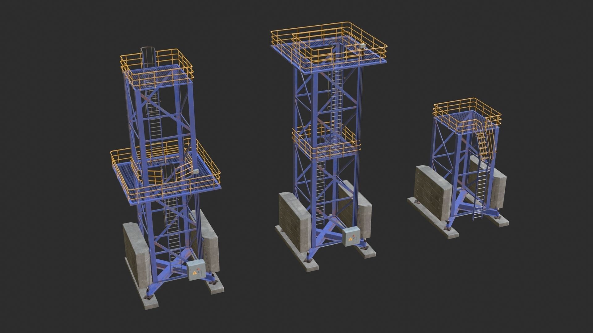 Tower Crane Modular - Blue Low-poly 3D model_10