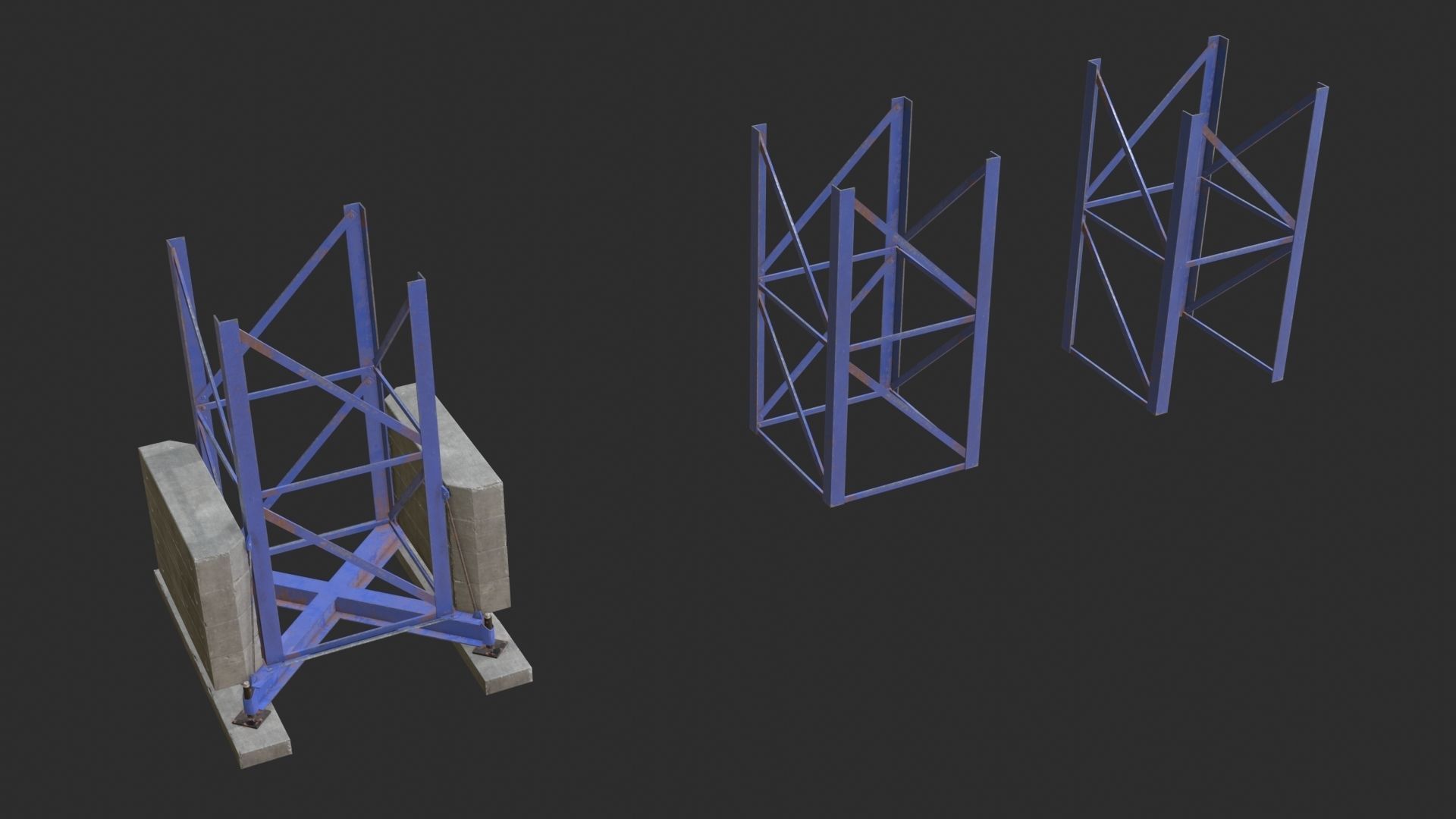 Tower Crane Modular - Blue Low-poly 3D model_3