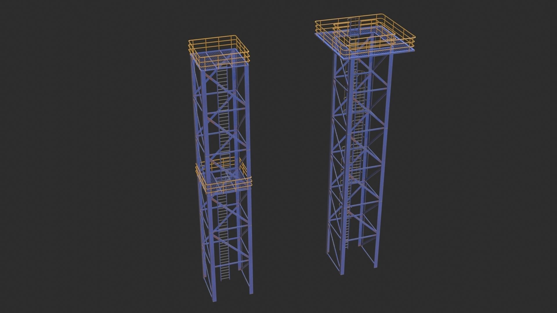 Tower Crane Modular - Blue Low-poly 3D model_9