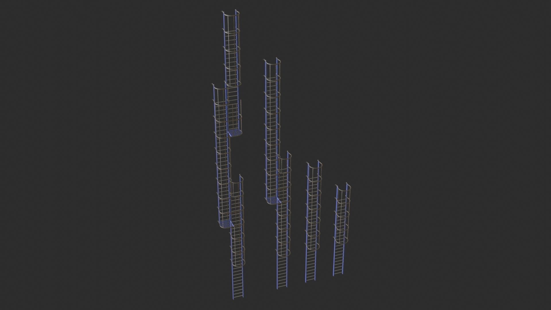 Tower Crane Modular - Blue Low-poly 3D model_8