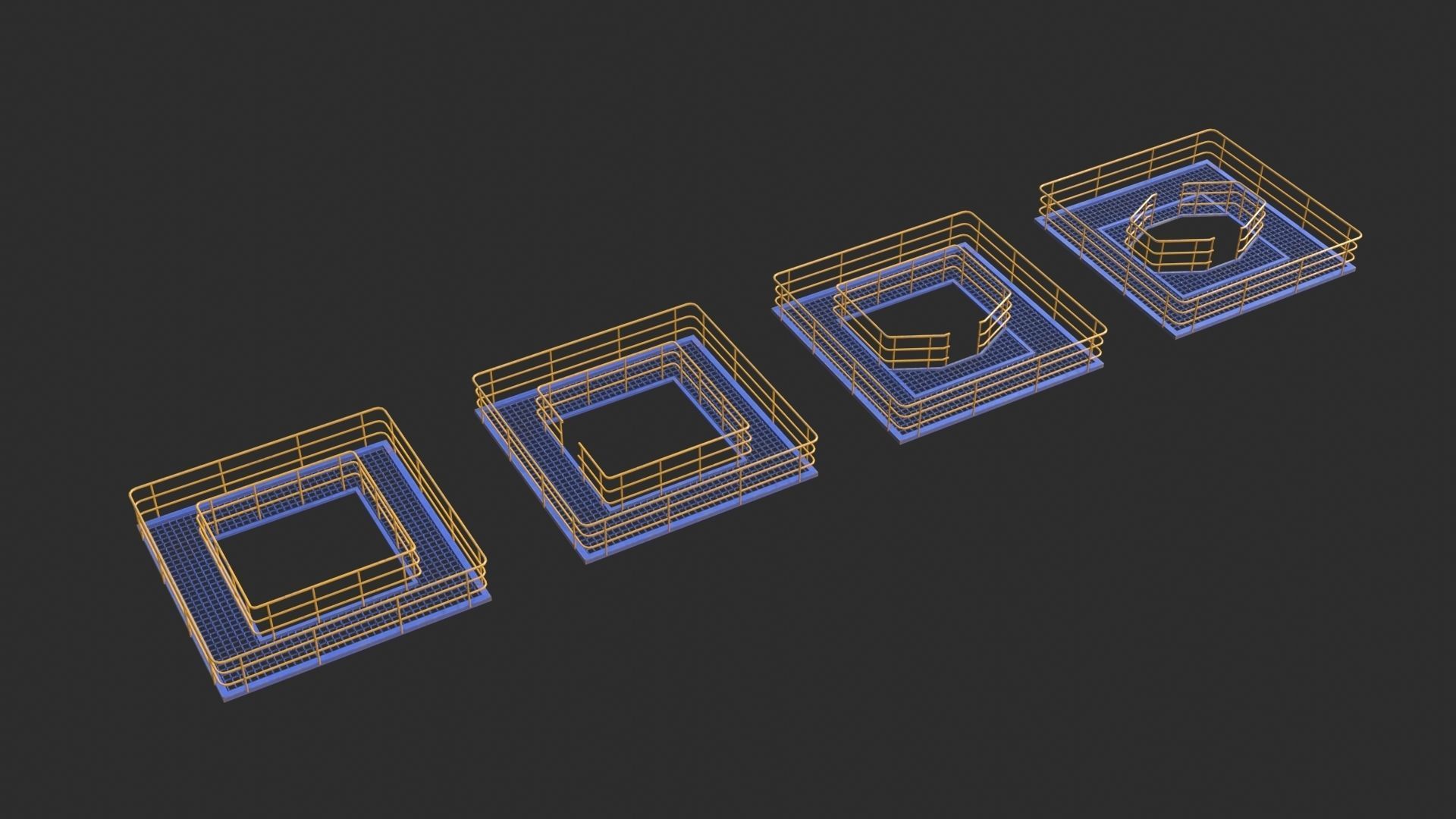 Tower Crane Modular - Blue Low-poly 3D model_7