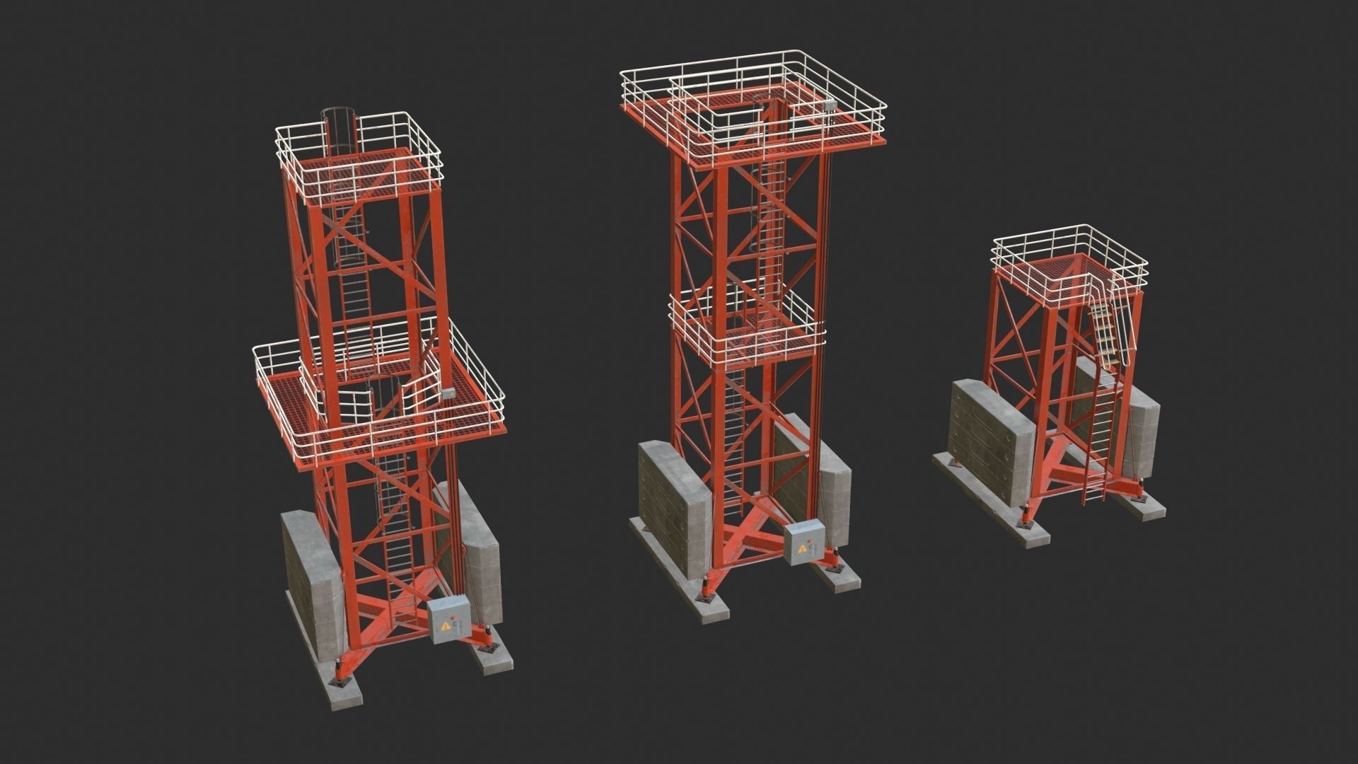 Tower Crane Modular - Red Low-poly 3D model_10