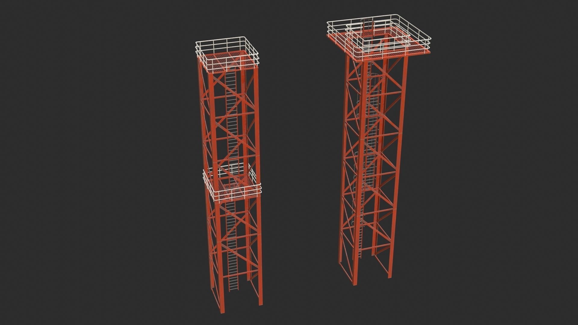 Tower Crane Modular - Red Low-poly 3D model_9