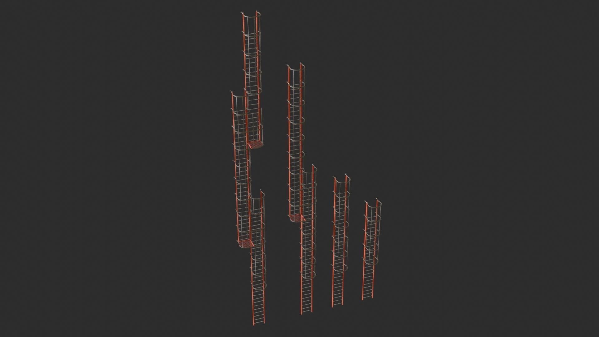 Tower Crane Modular - Red Low-poly 3D model_8