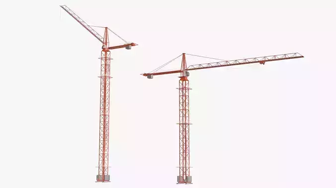 Tower Crane Modular - Red Low-poly 3D model