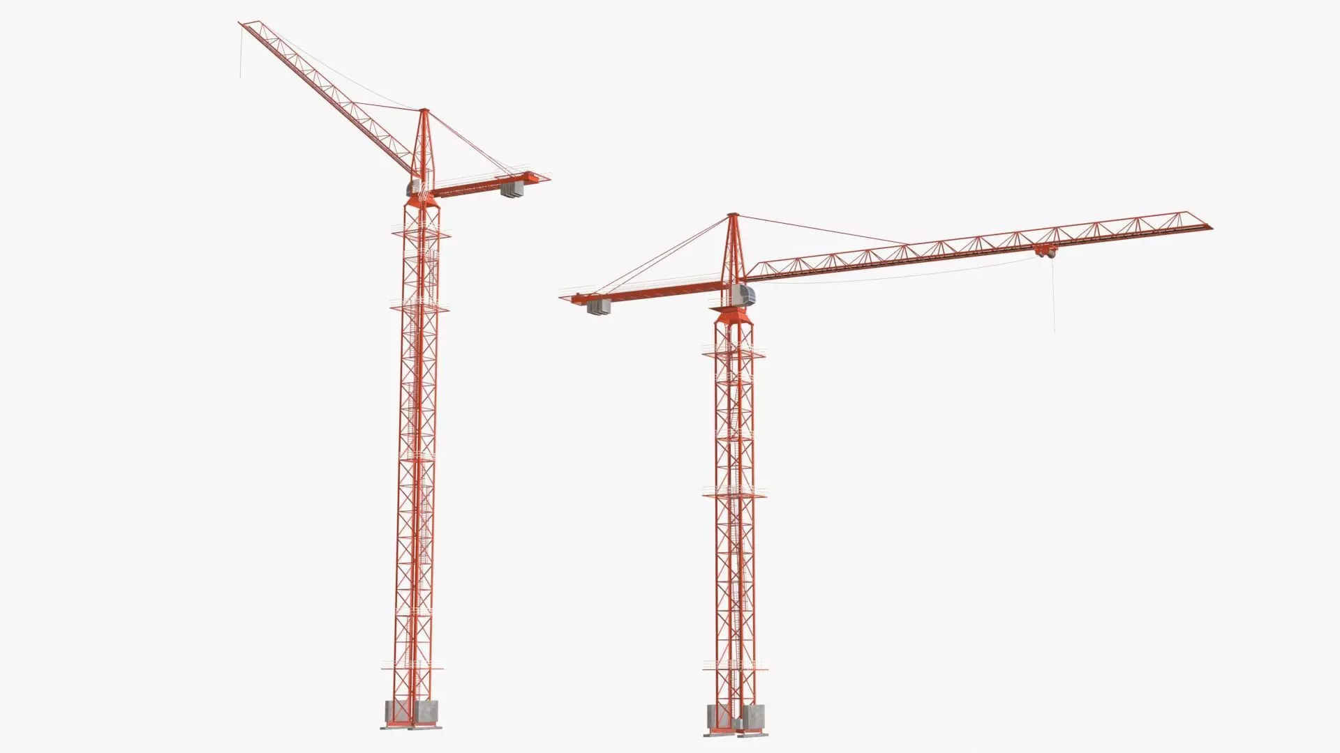 Tower Crane Modular - Red Low-poly 3D model_0