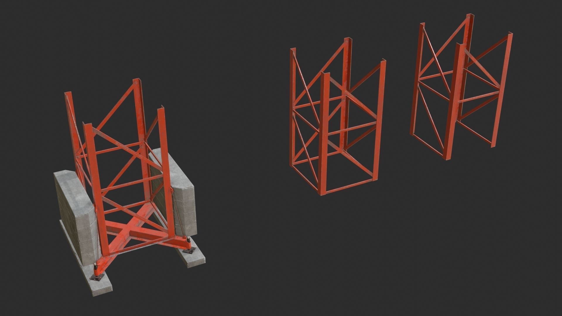 Tower Crane Modular - Red Low-poly 3D model_3