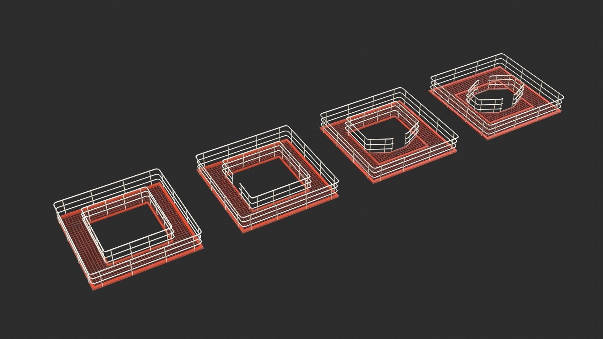 Tower Crane Modular - Red Low-poly 3D model_7