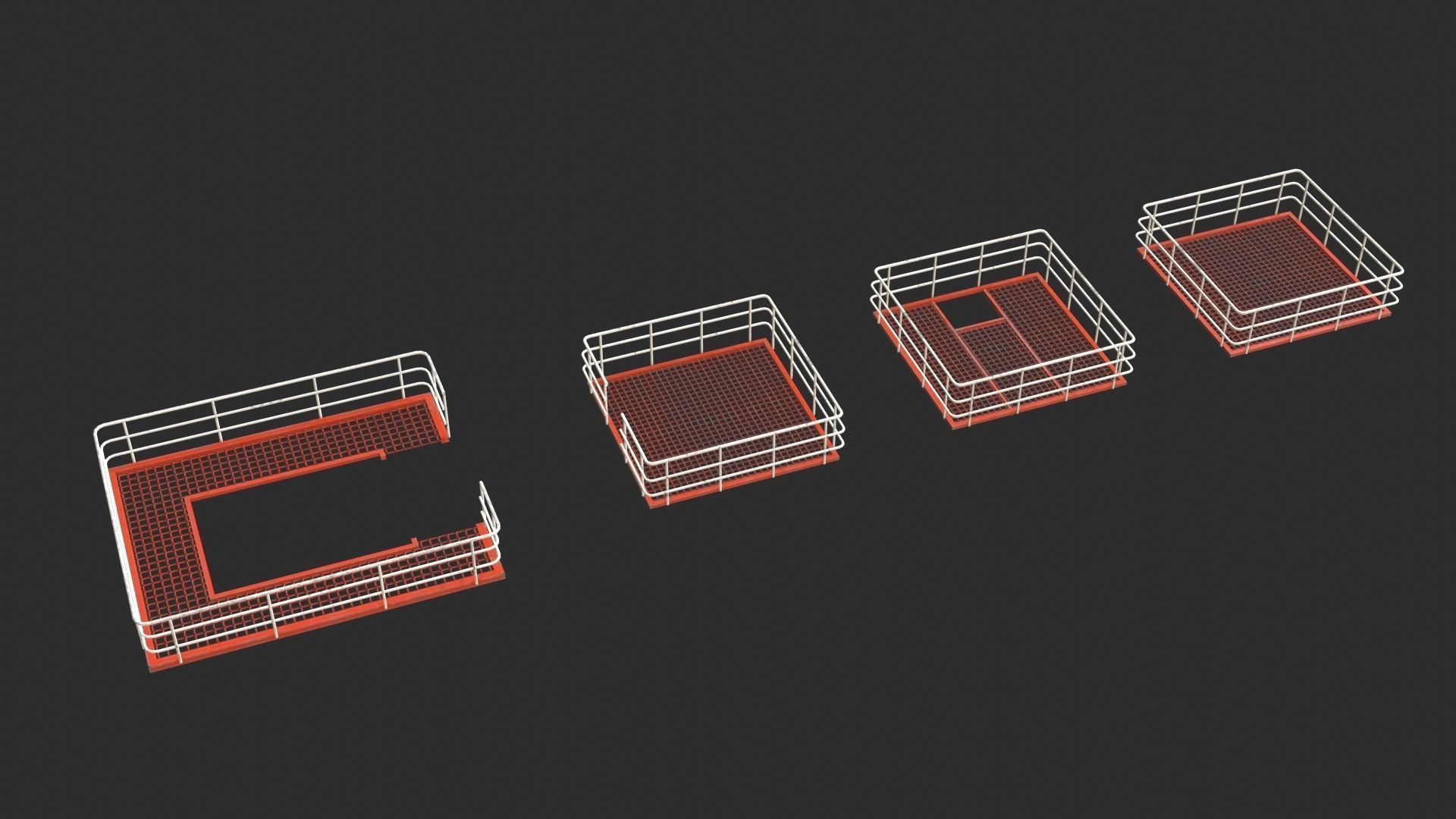 Tower Crane Modular - Red Low-poly 3D model_6