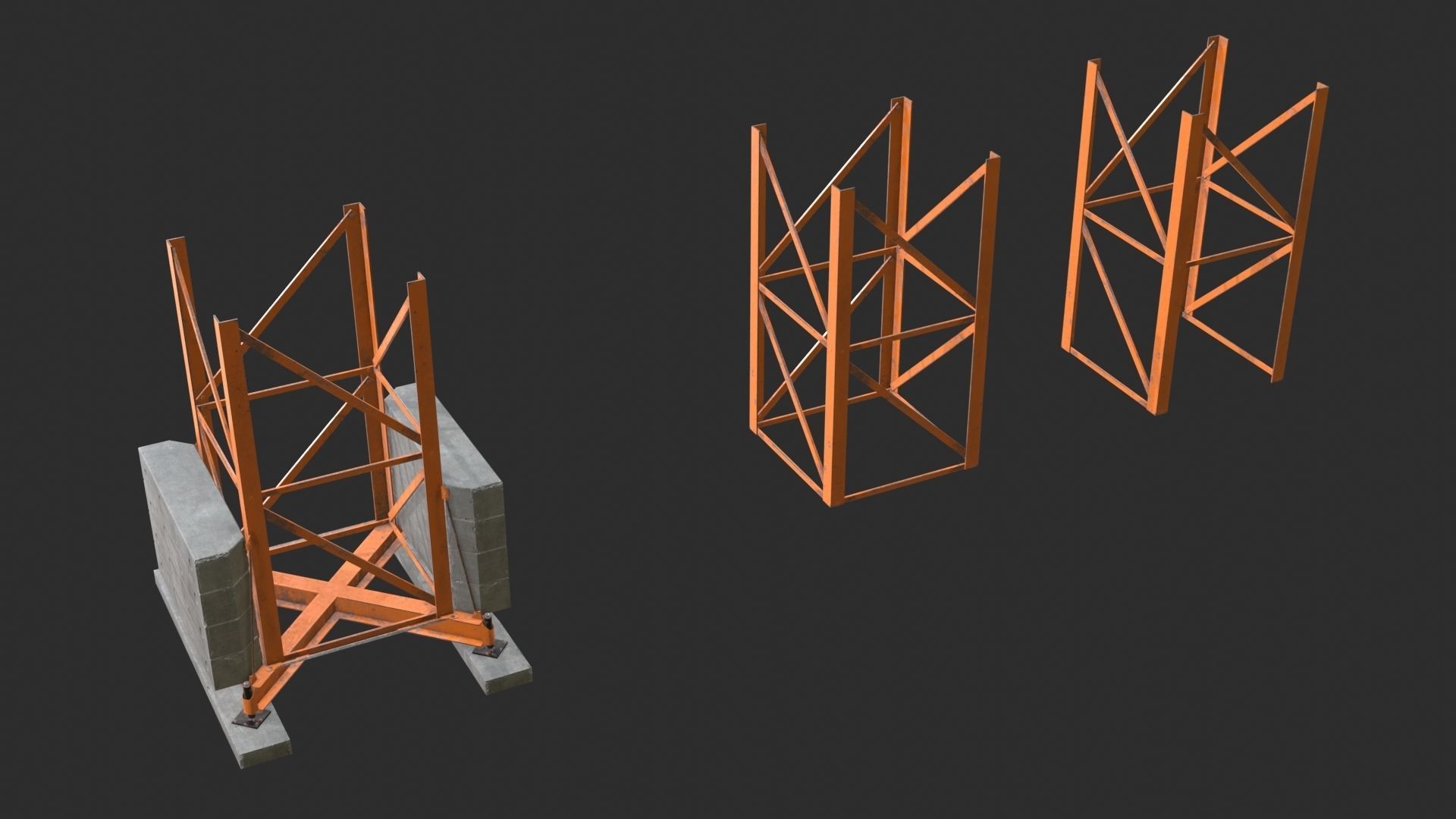 Tower Crane Modular - Orange Low-poly 3D model_3