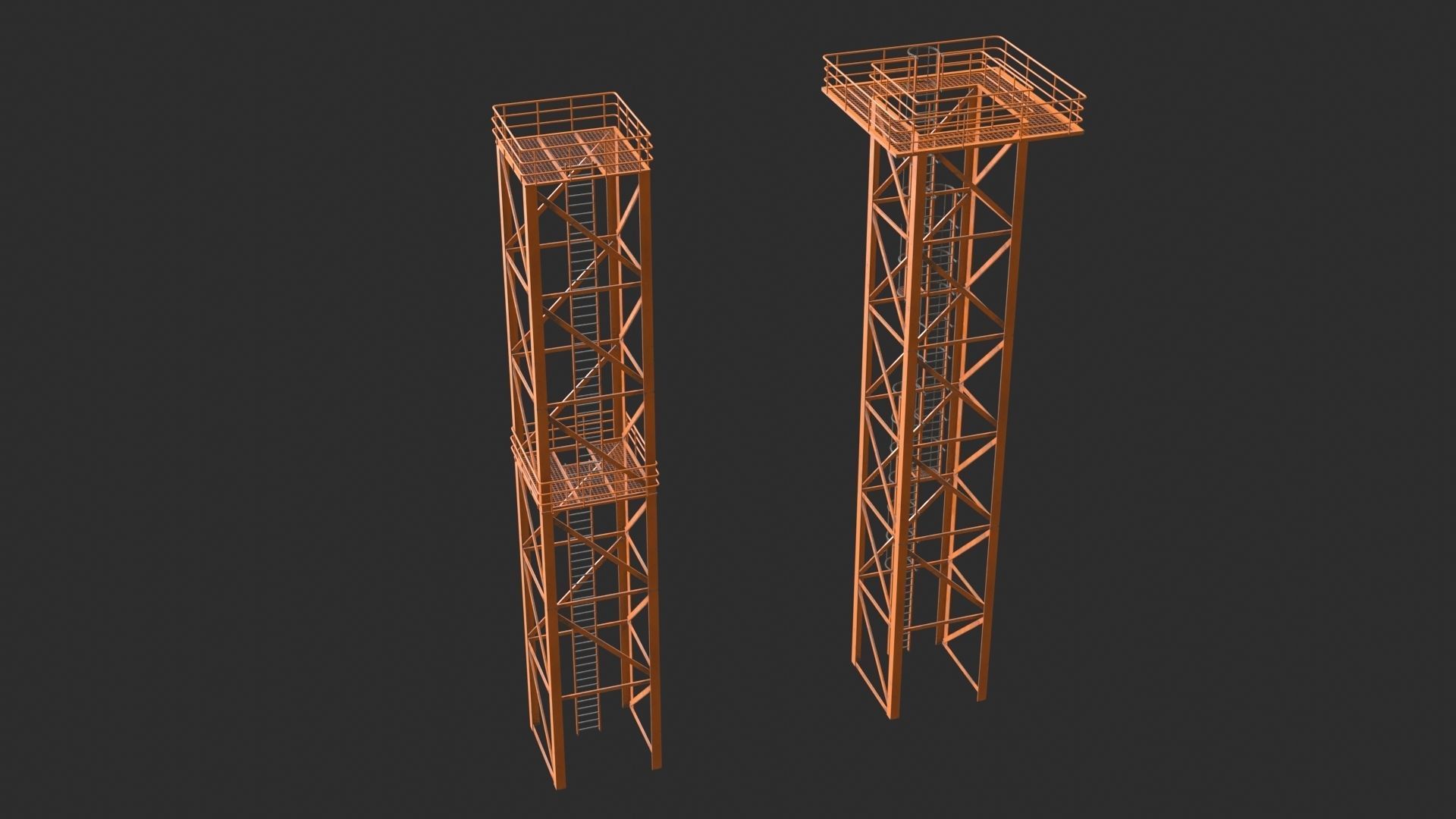 Tower Crane Modular - Orange Low-poly 3D model_9