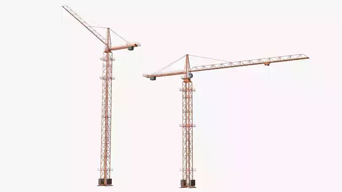 Tower Crane Modular - Orange Low-poly 3D model