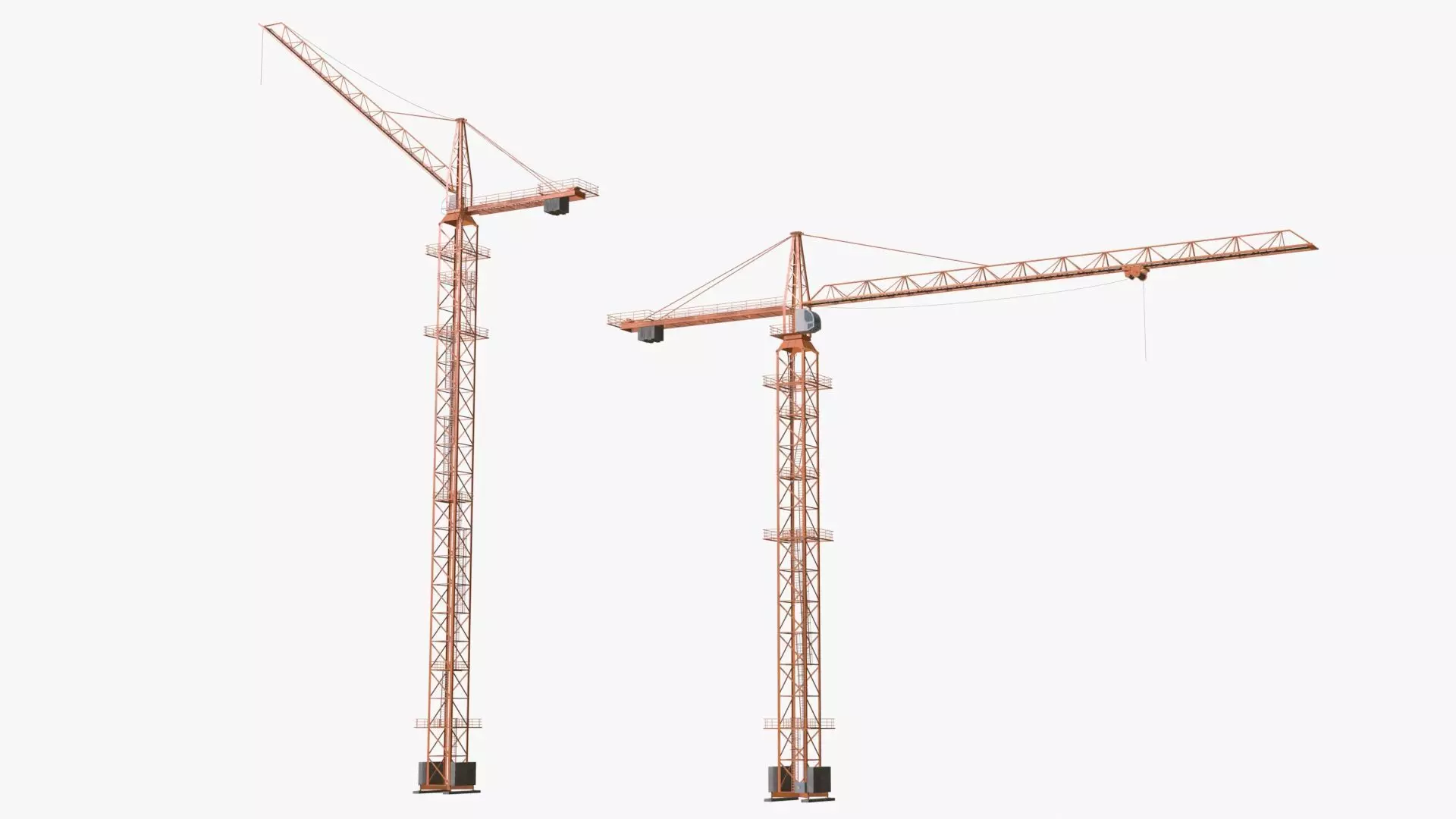 Tower Crane Modular - Orange Low-poly 3D model_0