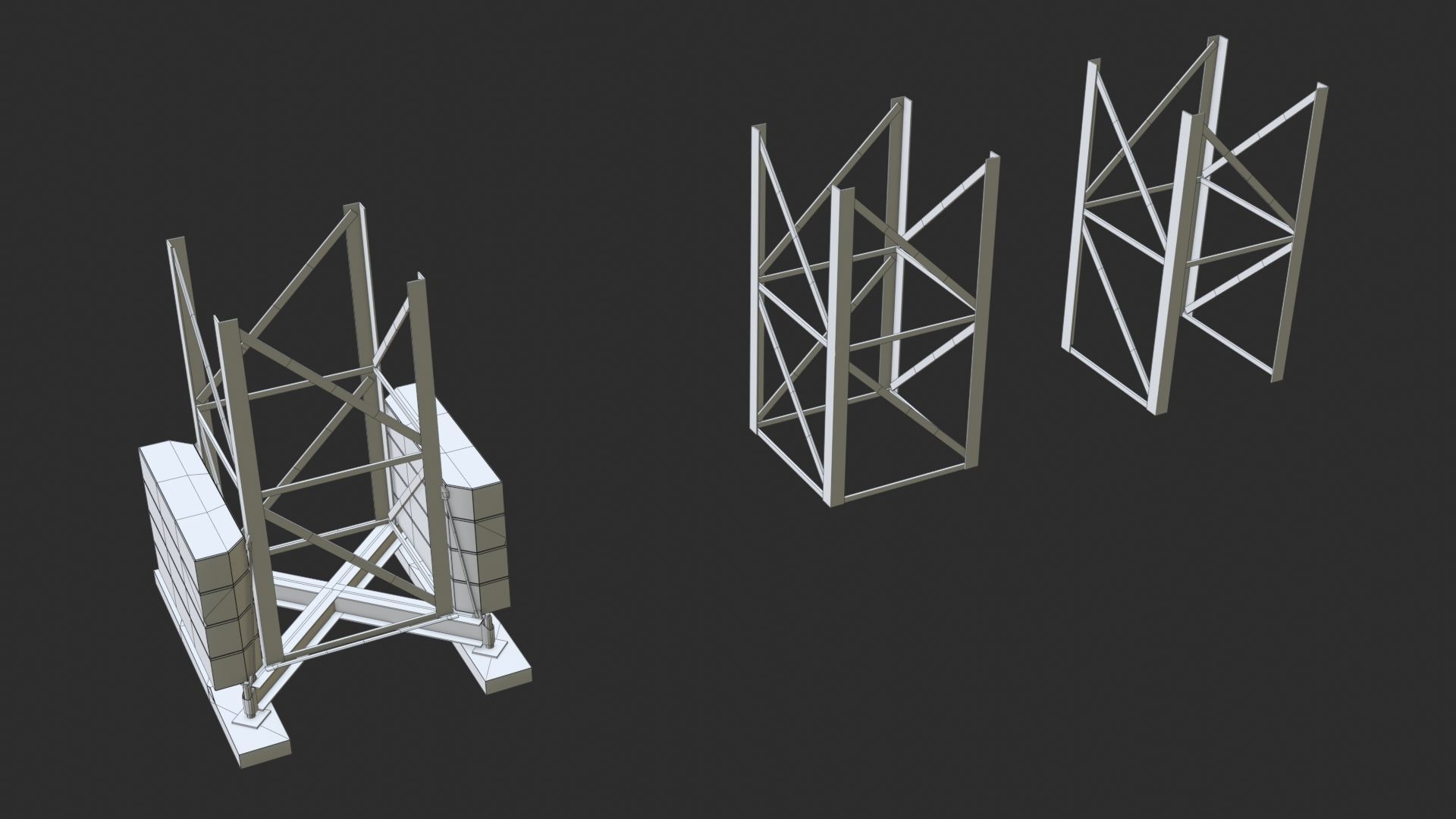 Tower Crane Modular - Orange Low-poly 3D model_11