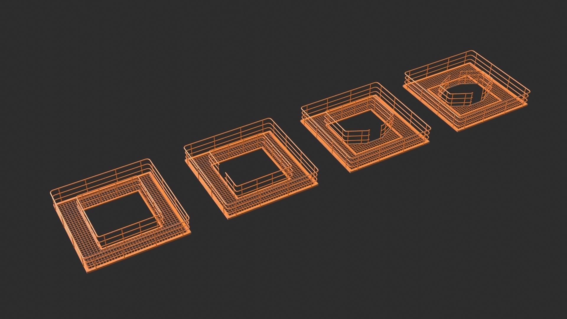 Tower Crane Modular - Orange Low-poly 3D model_7