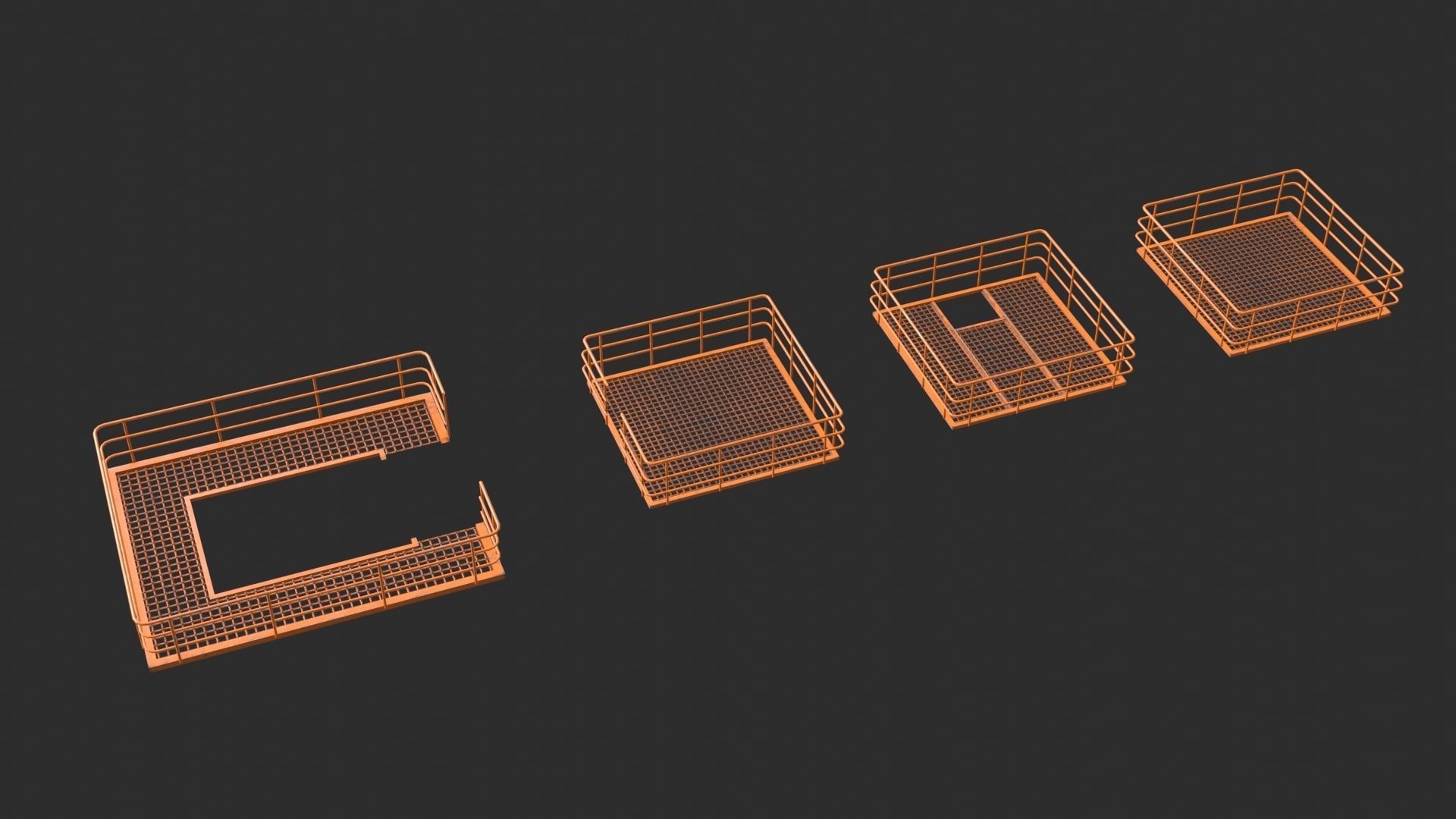 Tower Crane Modular - Orange Low-poly 3D model_6