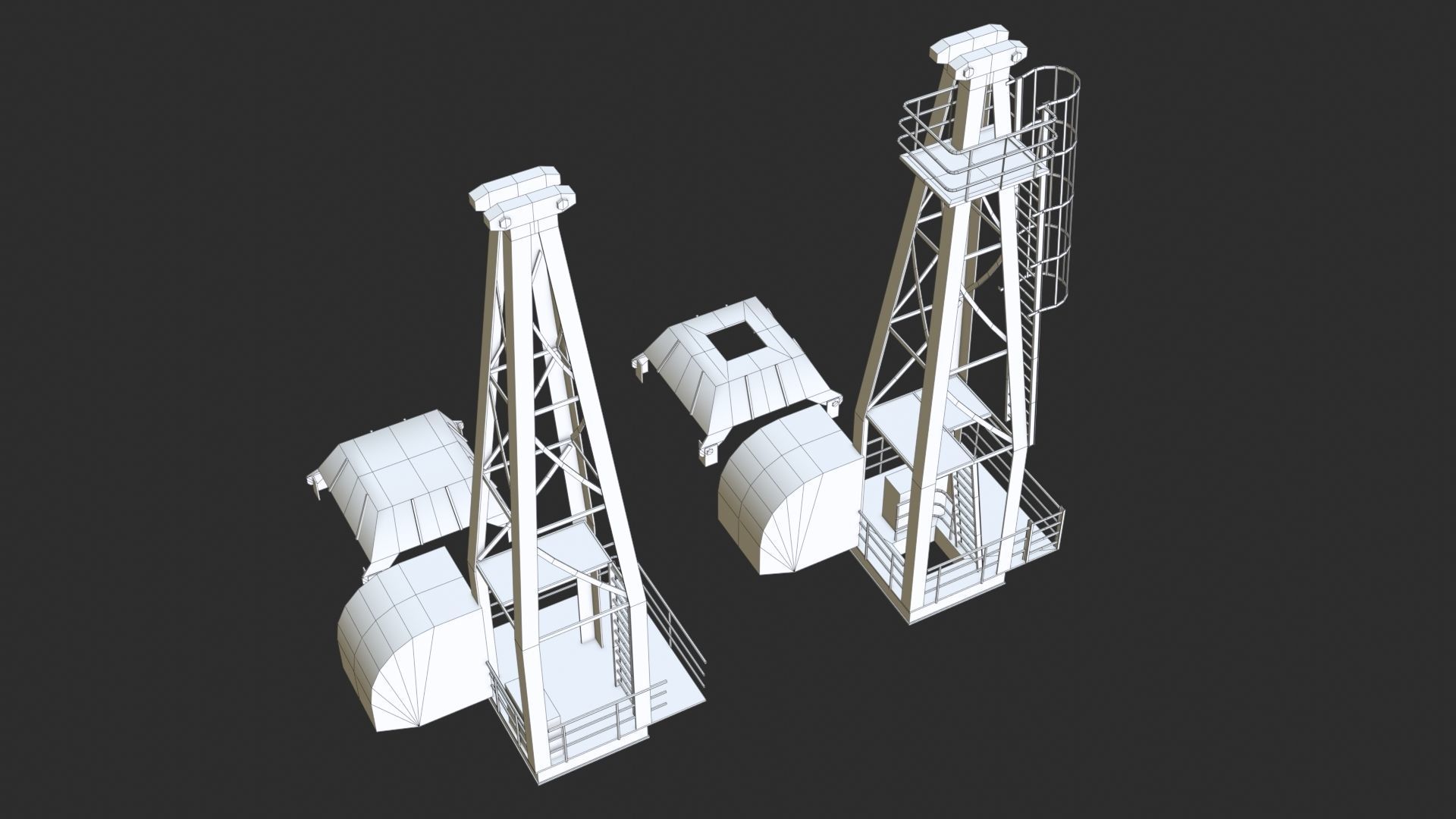 Tower Crane Modular - Orange Low-poly 3D model_12