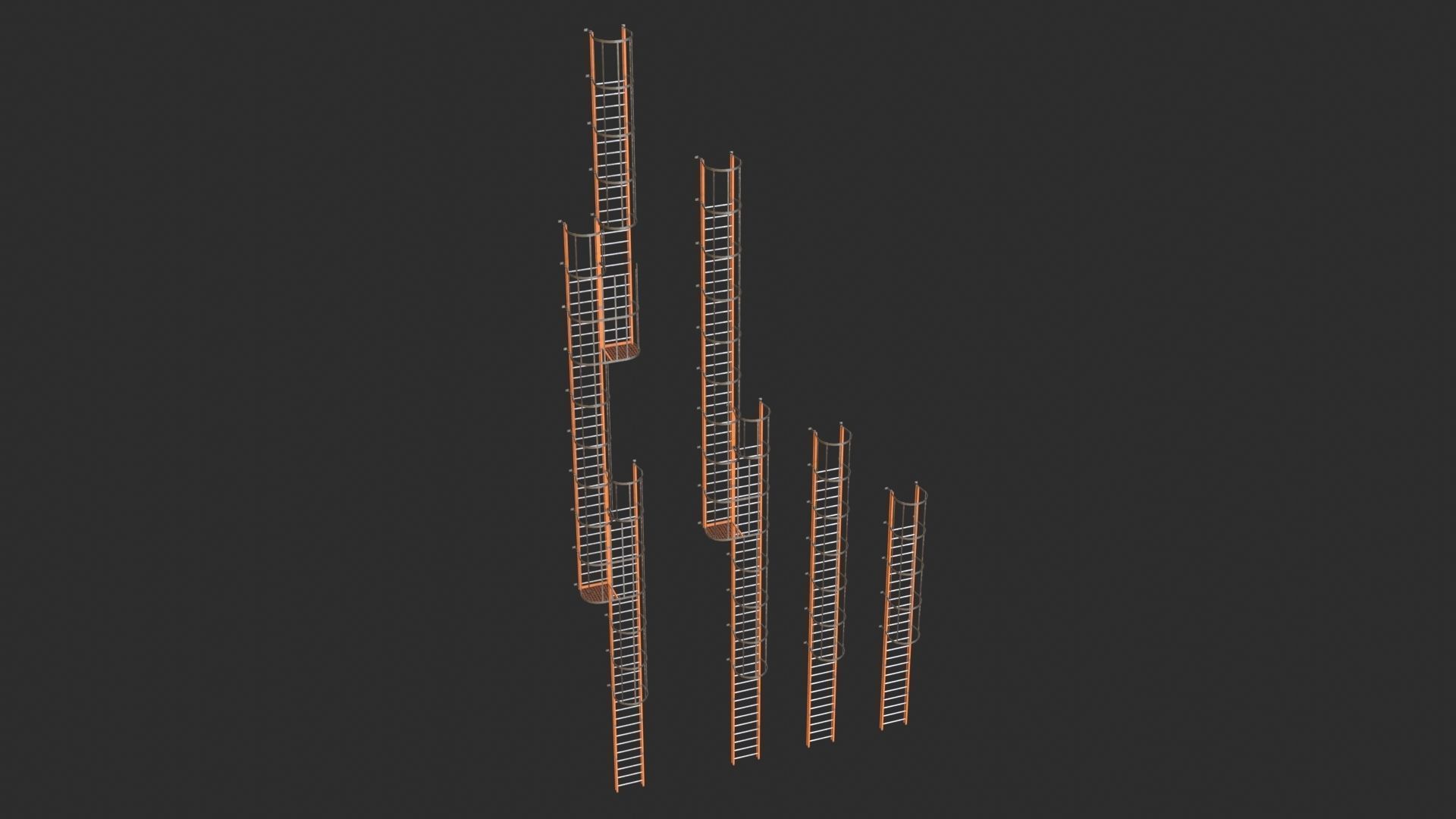 Tower Crane Modular - Orange Low-poly 3D model_8