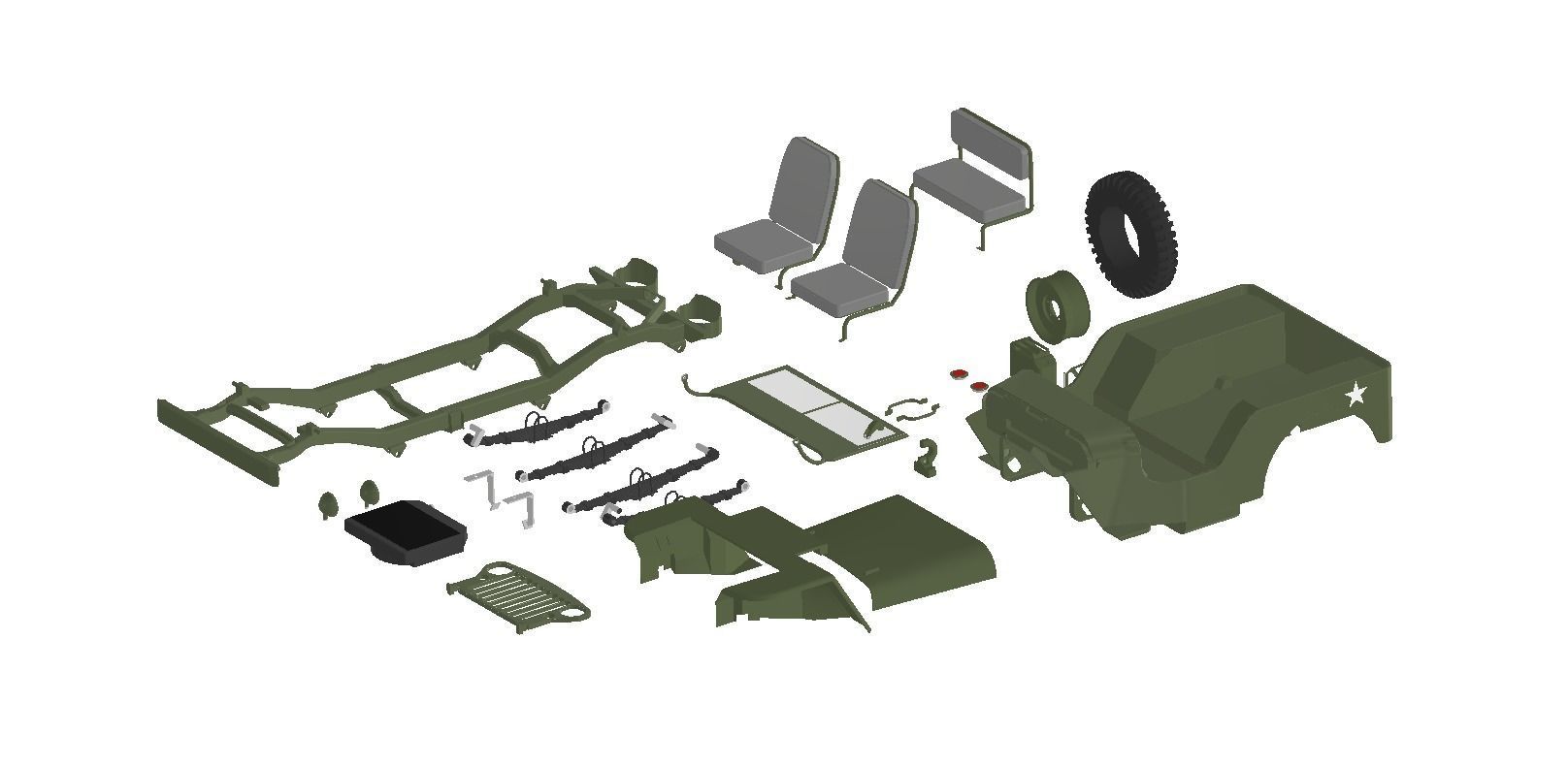 SUV body Jeep Willys scale 1 to 18 3D print model_10