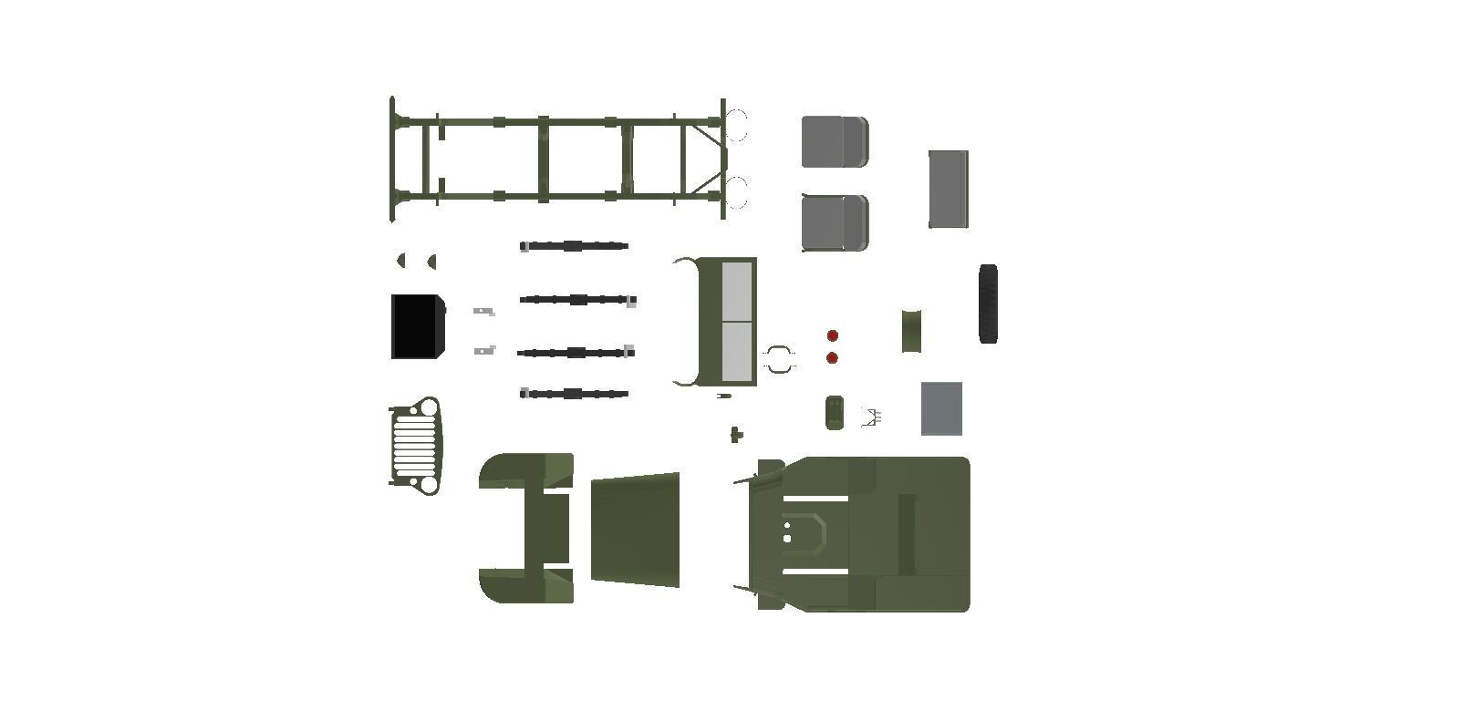 SUV body Jeep Willys scale 1 to 18 3D print model_3