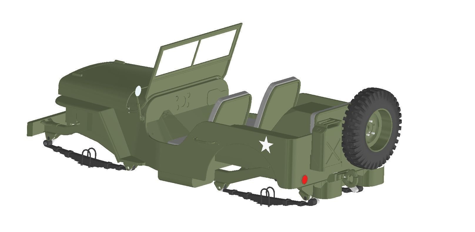 SUV body Jeep Willys scale 1 to 18 3D print model_4