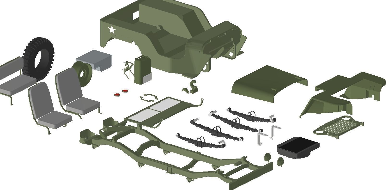 SUV body Jeep Willys scale 1 to 18 3D print model_2