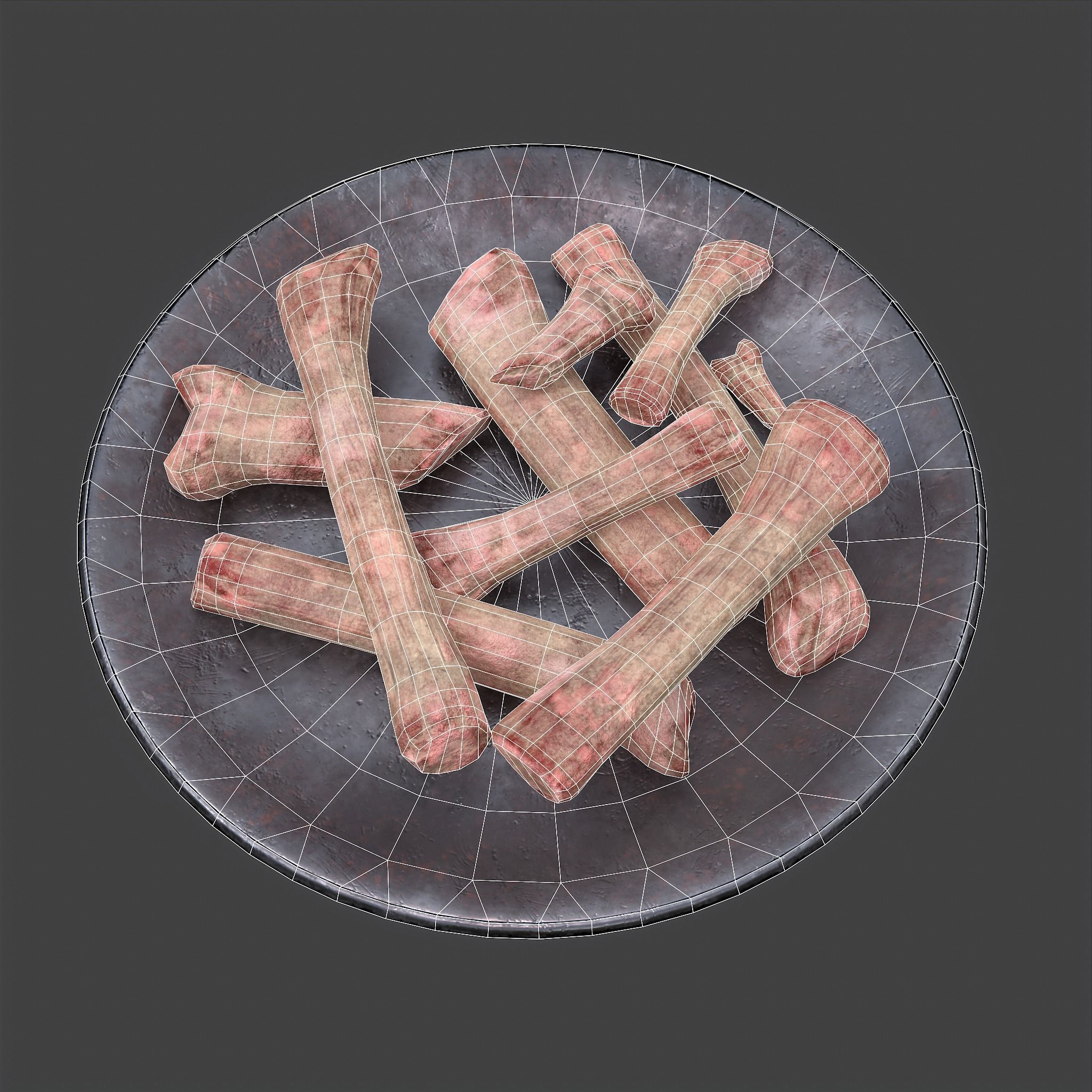 Bones on Plate Low-poly 3D model_42